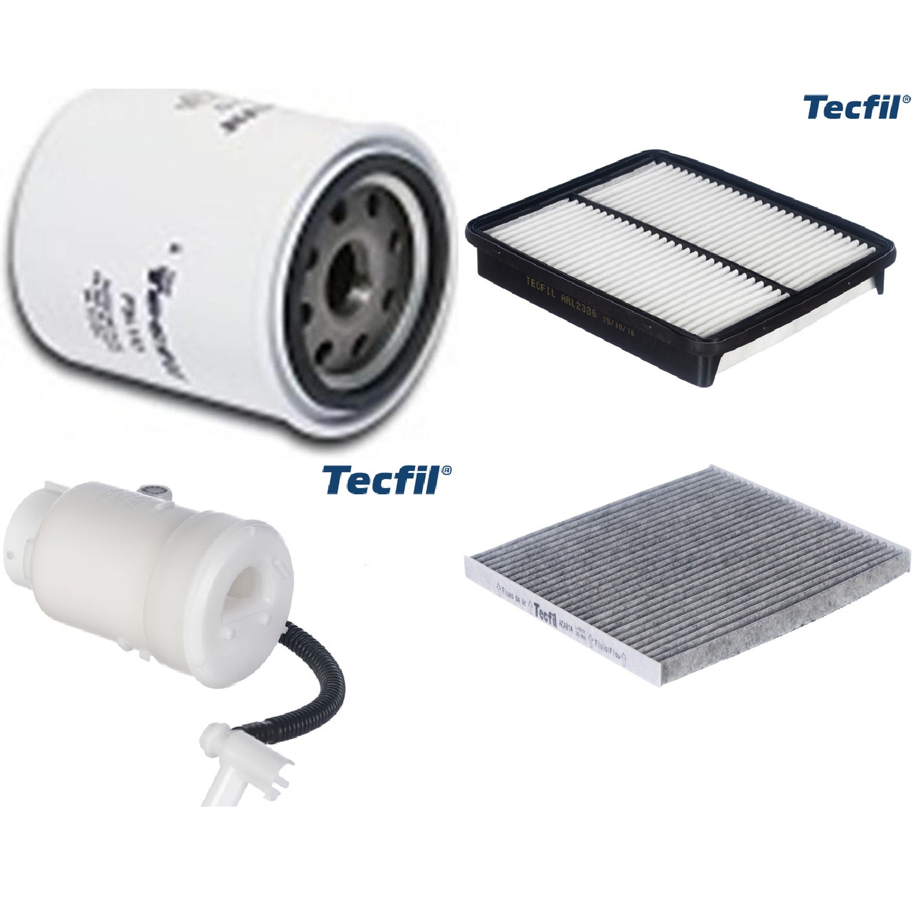 Kit Filtros de Ar do Motor, Óleo, Cabine e Combustível - Tecfil - ACA814 / ARL2336 / FBT2357 / PSL152