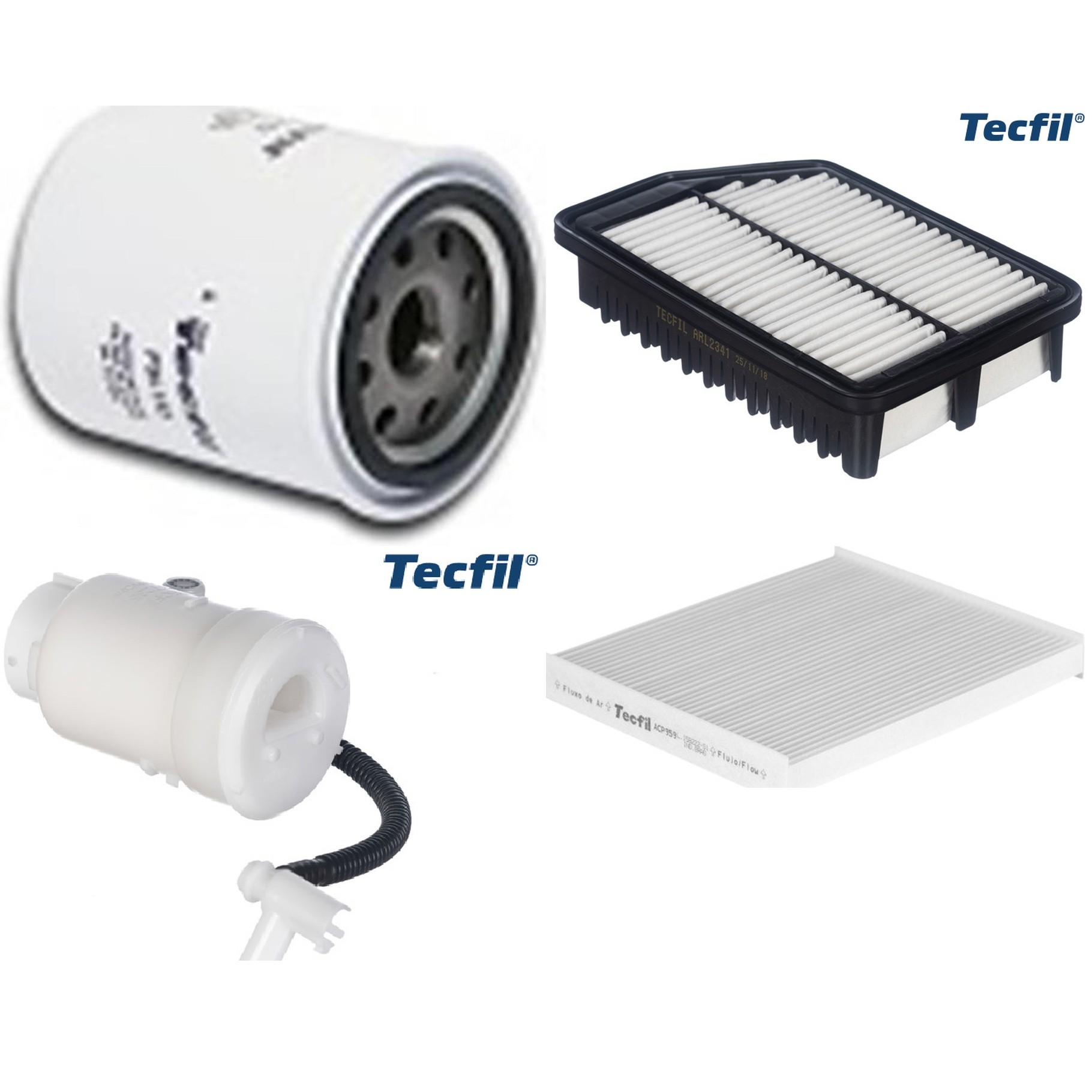 Kit Filtros de Ar do Motor, Óleo, Cabine e Combustível - Tecfil - ACP959 / ARL2341 / FBT2357 / PSL152