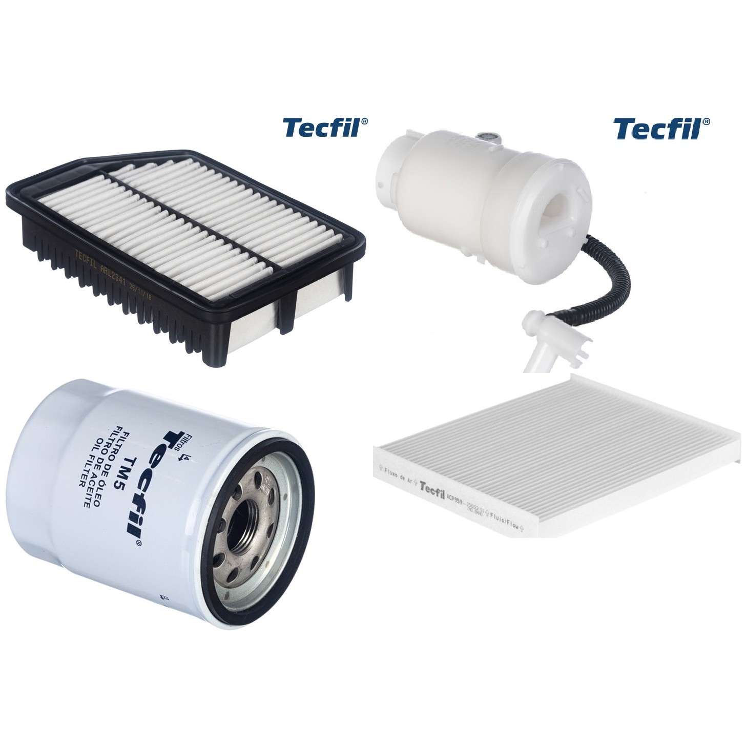 Kit Filtros de Ar do Motor, Óleo, Cabine e Combustível - Tecfil - ACP959 / ARL2341 / FBT2357 / PSL55M-(TM5)