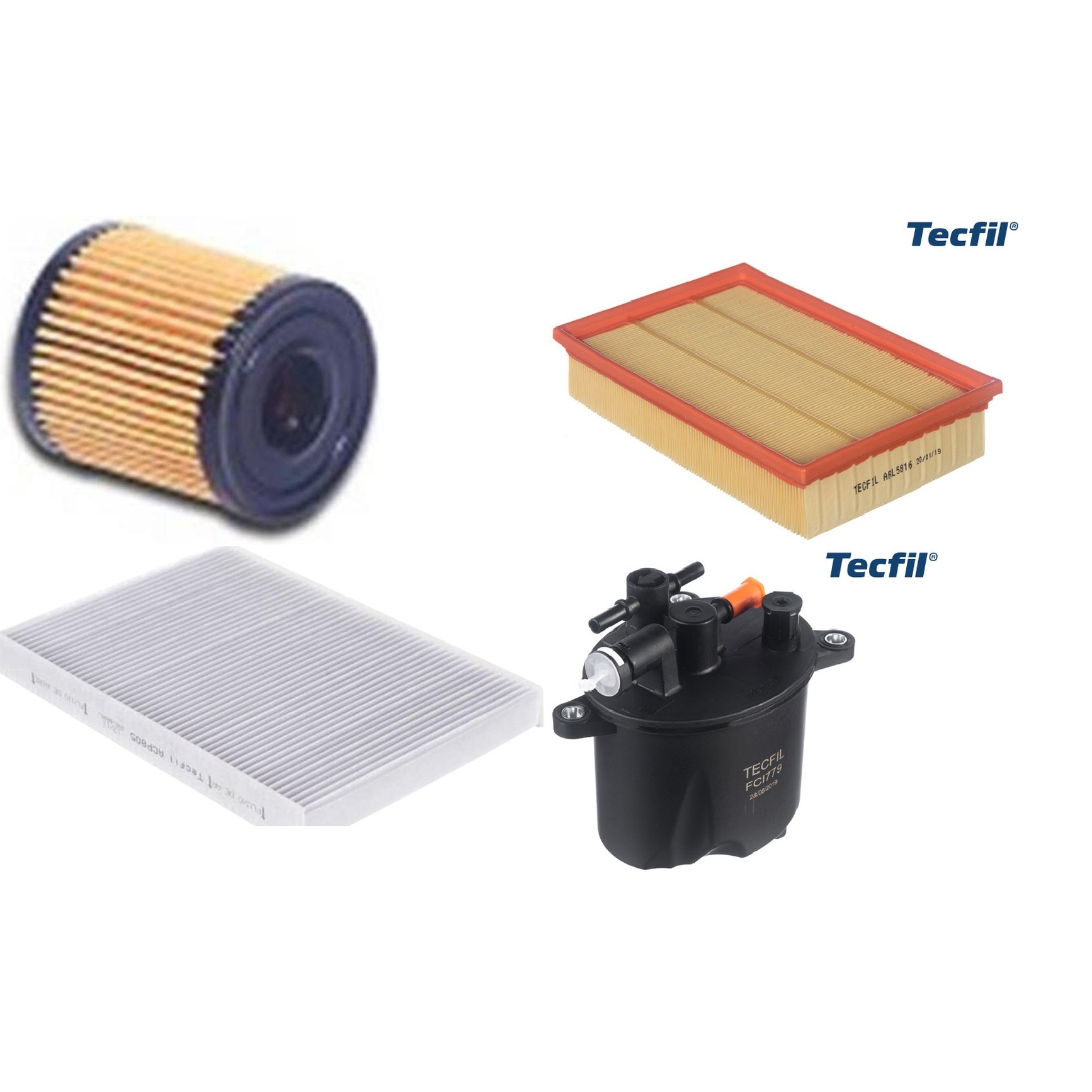 Kit Filtros de Ar do Motor, Óleo, Cabine e Combustível - Tecfil - ACP805 / ARL5816 / FCI779 / PEL108