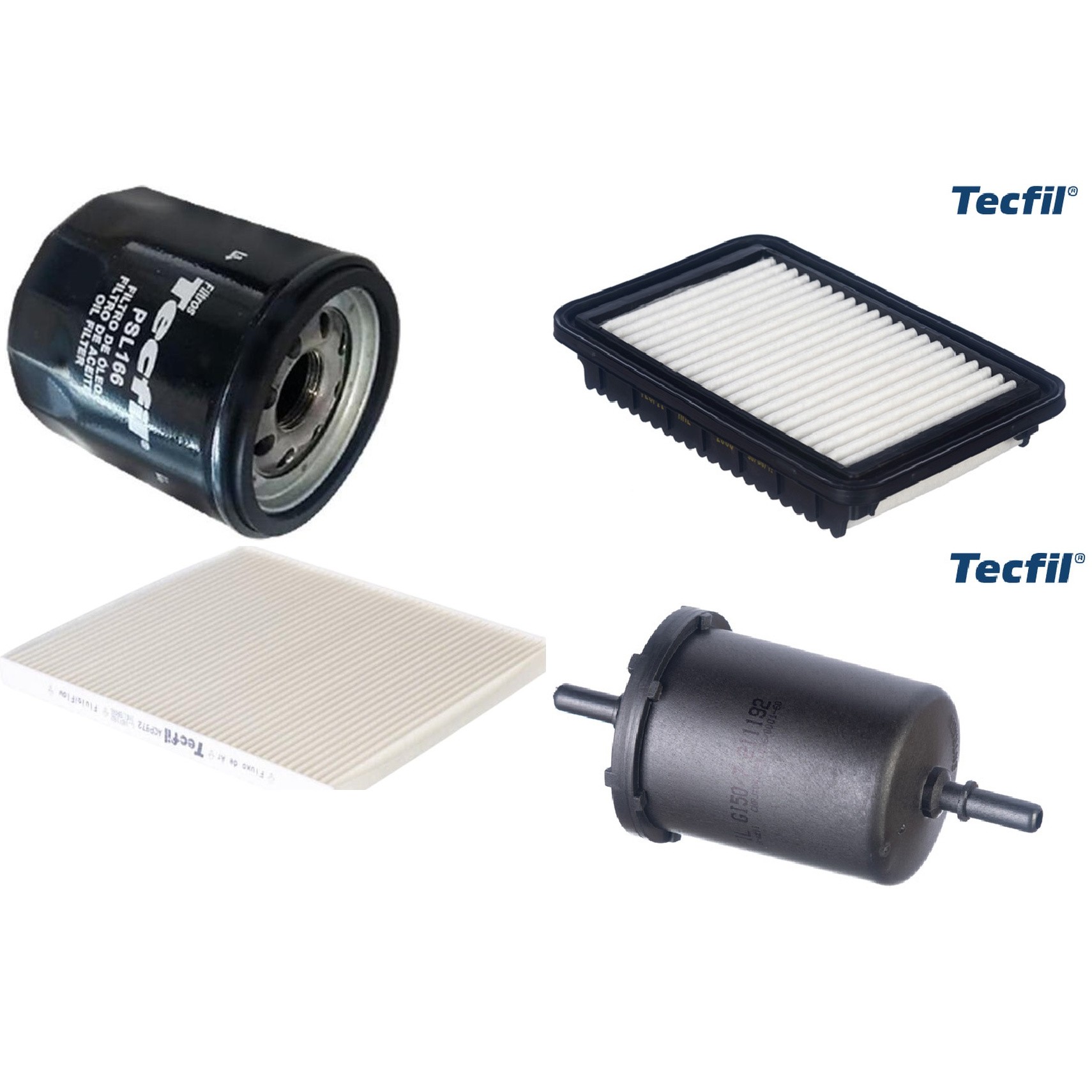 Kit Filtros de Ar do Motor, Óleo, Cabine e Combustível - Tecfil - ACP972 / ARL2338 / GI50/7 / PSL166