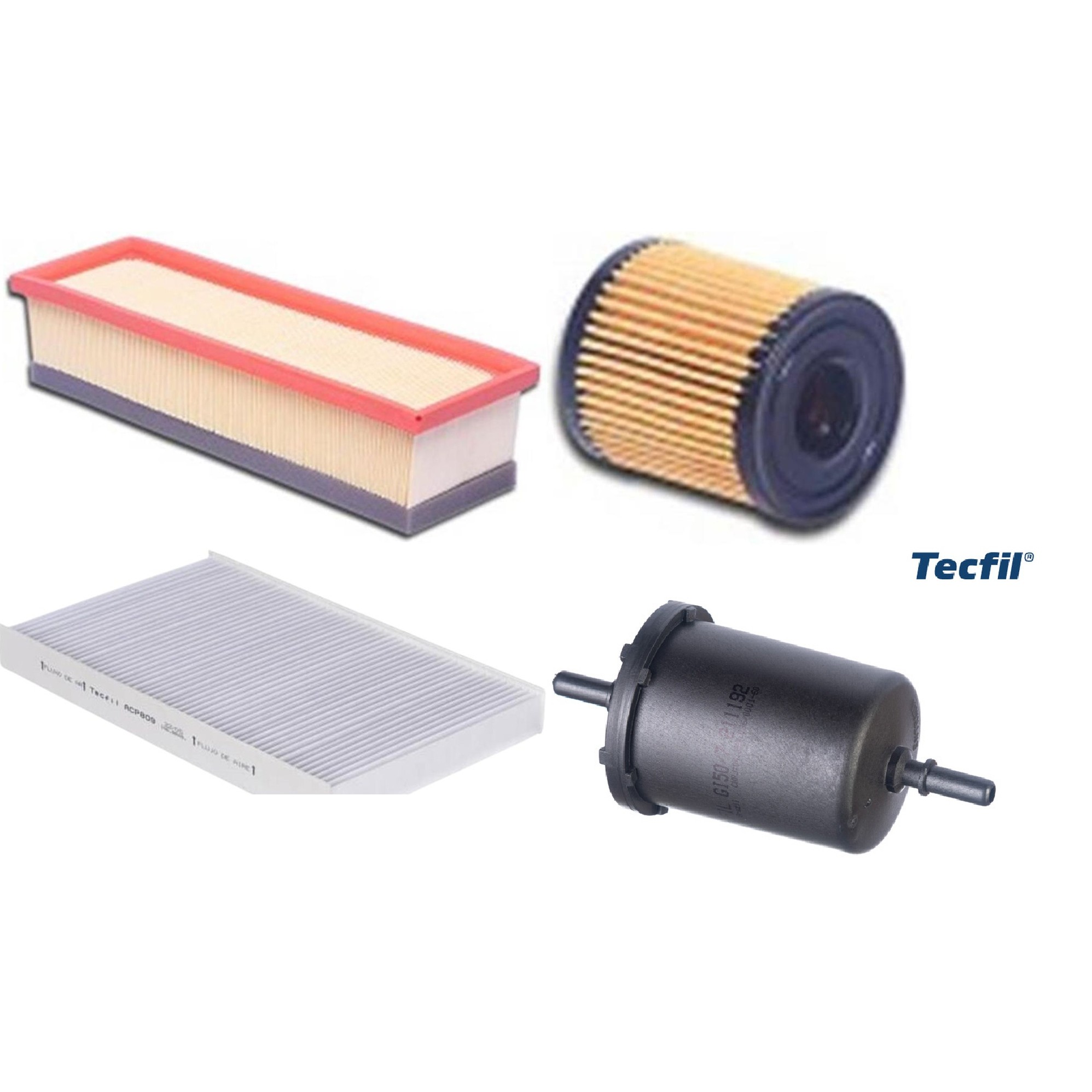 Kit Filtros de Ar do Motor, Óleo, Cabine e Combustível - Tecfil - ACP809 / ARL5053 / GI50/7 / PEL108