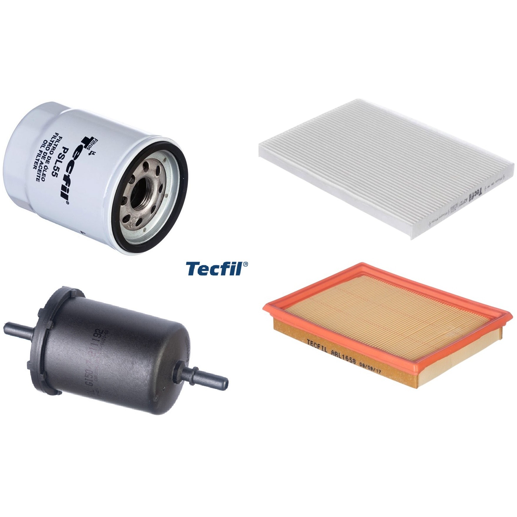 Kit Filtros de Ar do Motor, Óleo, Cabine e Combustível - Tecfil - ACP727 / ARL1658 / GI50/7 / PSL55