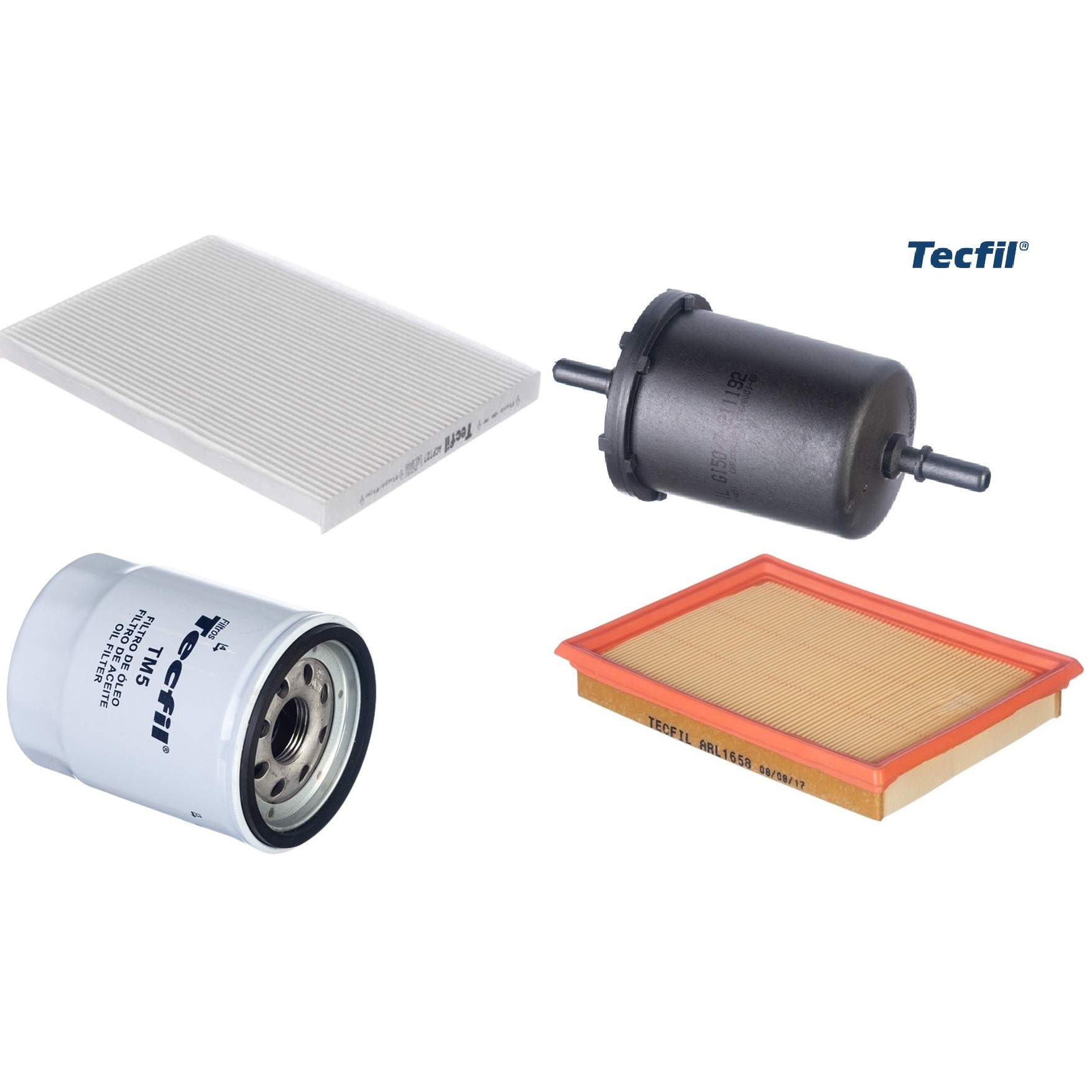 Kit Filtros de Ar do Motor, Óleo, Cabine e Combustível - Tecfil - ACP727 / ARL1658 / GI50/7 / PSL55M-(TM5)