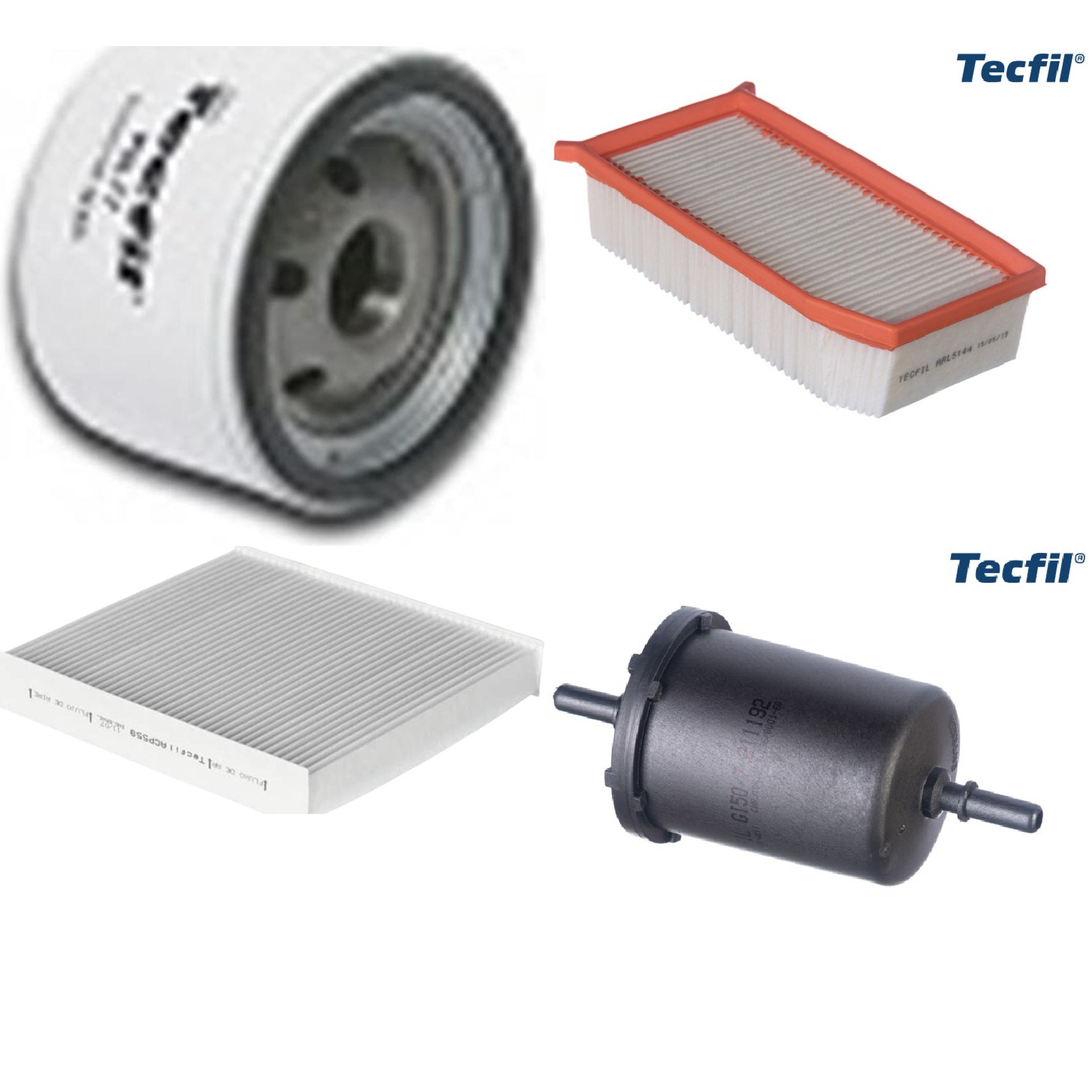 Kit Filtros de Ar do Motor, Óleo, Cabine e Combustível - Tecfil - ACP559 / ARL5144 / GI50/7 / PSL77