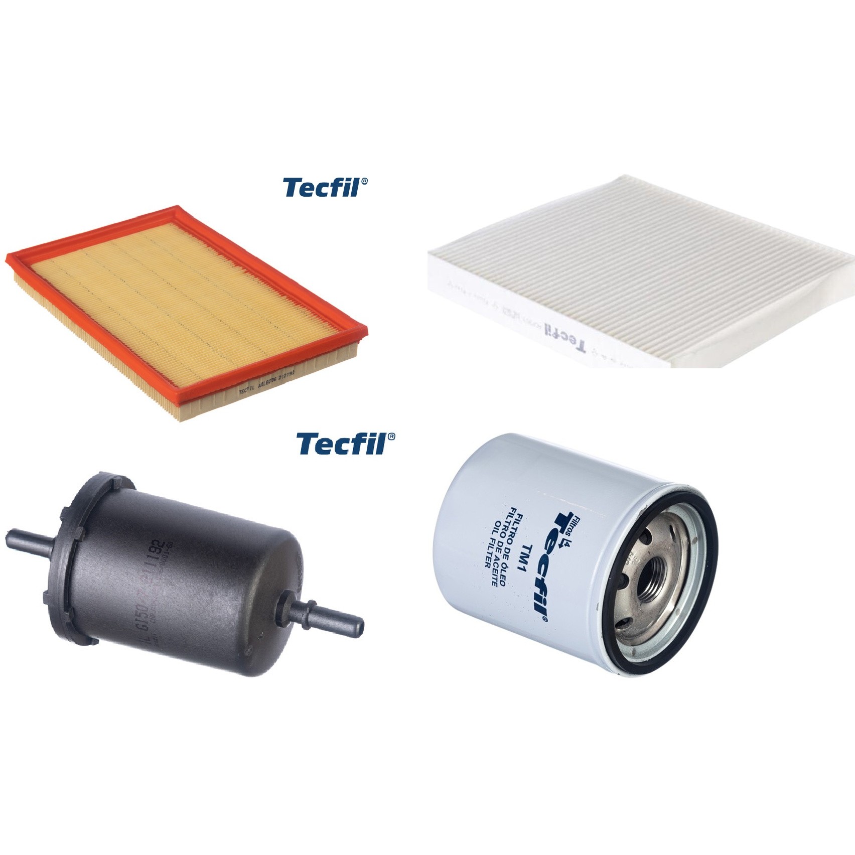 Kit Filtros de Ar do Motor, Óleo, Cabine e Combustível - Tecfil - ACP303 / ARL6096 / GI50/7 / PSL34M-(TM1)