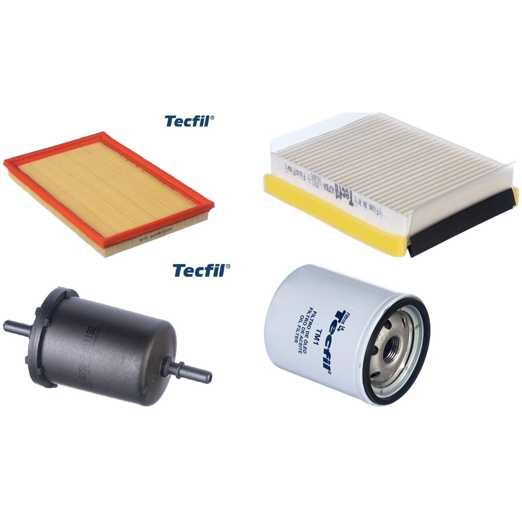 Kit Filtros de Ar do Motor, Óleo, Cabine e Combustível - Tecfil - ACP304 / ARL6096 / GI50/7 / PSL34M-(TM1)