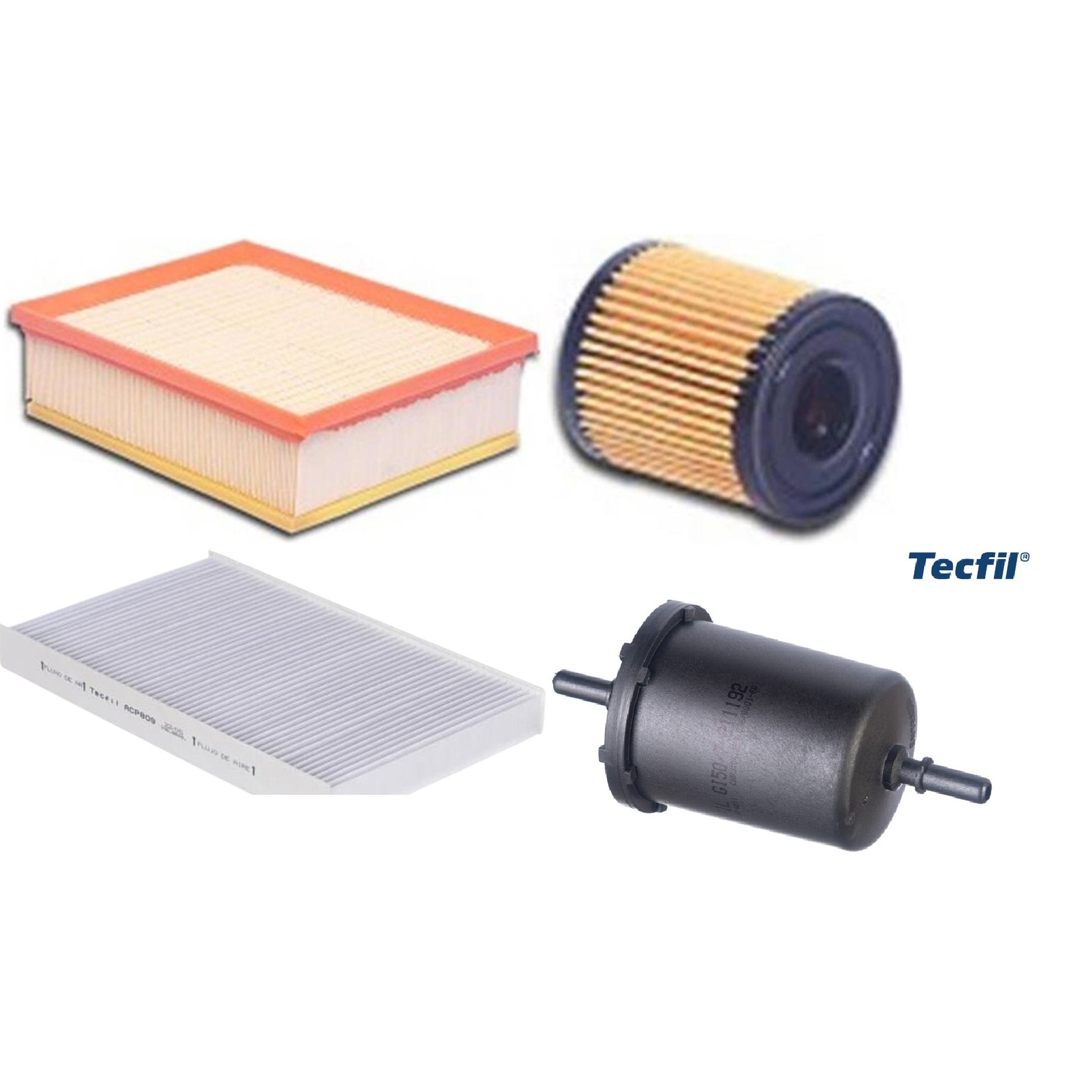 Kit Filtros de Ar do Motor, Óleo, Cabine e Combustível - Tecfil - ACP809 / ARL8109 / GI50/7 / PEL108
