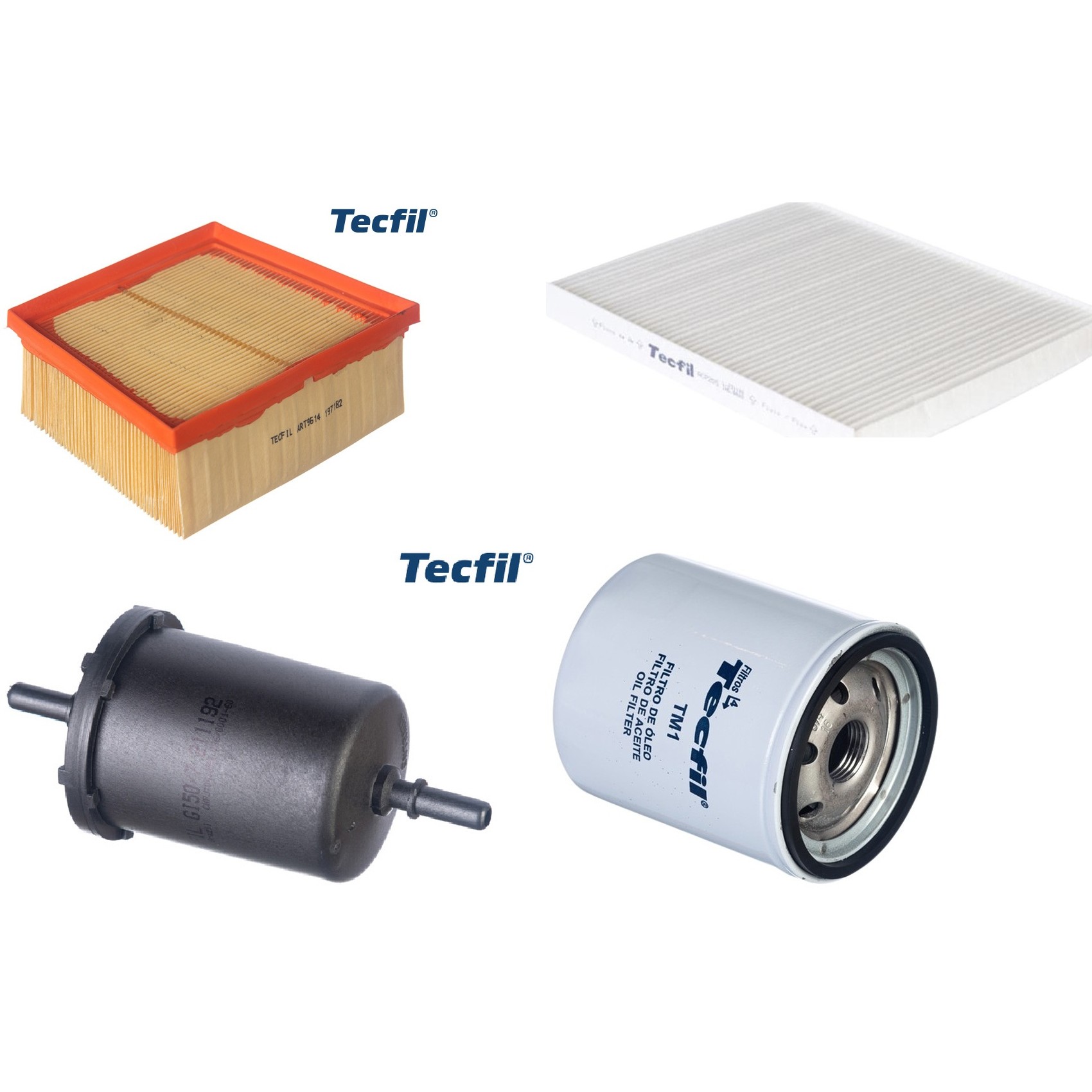 Kit Filtros de Ar do Motor, Óleo, Cabine e Combustível - Tecfil - ACP205 / ART9614 / GI50/7 / PSL34M-(TM1)