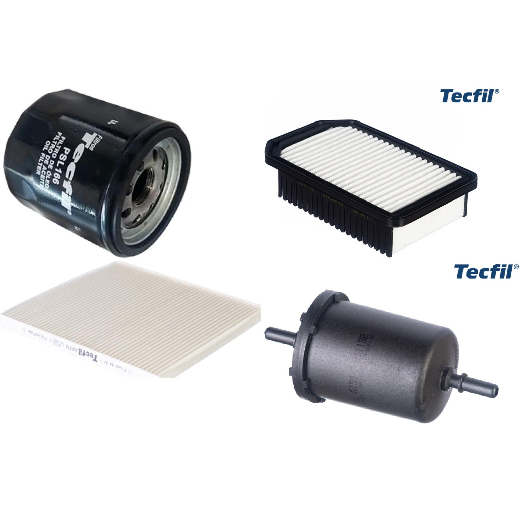 Kit Filtros de Ar do Motor, Óleo, Cabine e Combustível - Tecfil - ACP972 / ARL2340 / GI50/7 / PSL166