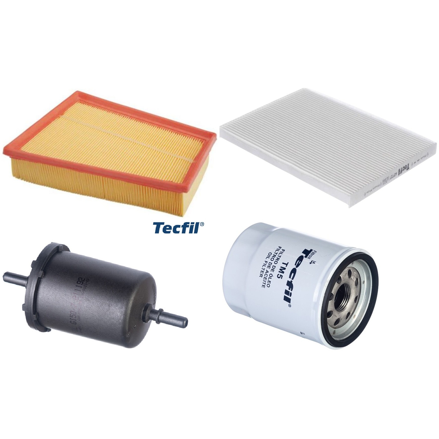 Kit Filtros de Ar do Motor, Óleo, Cabine e Combustível - Tecfil - ACP727 / ART5054 / GI50/7 / PSL55M-(TM5)