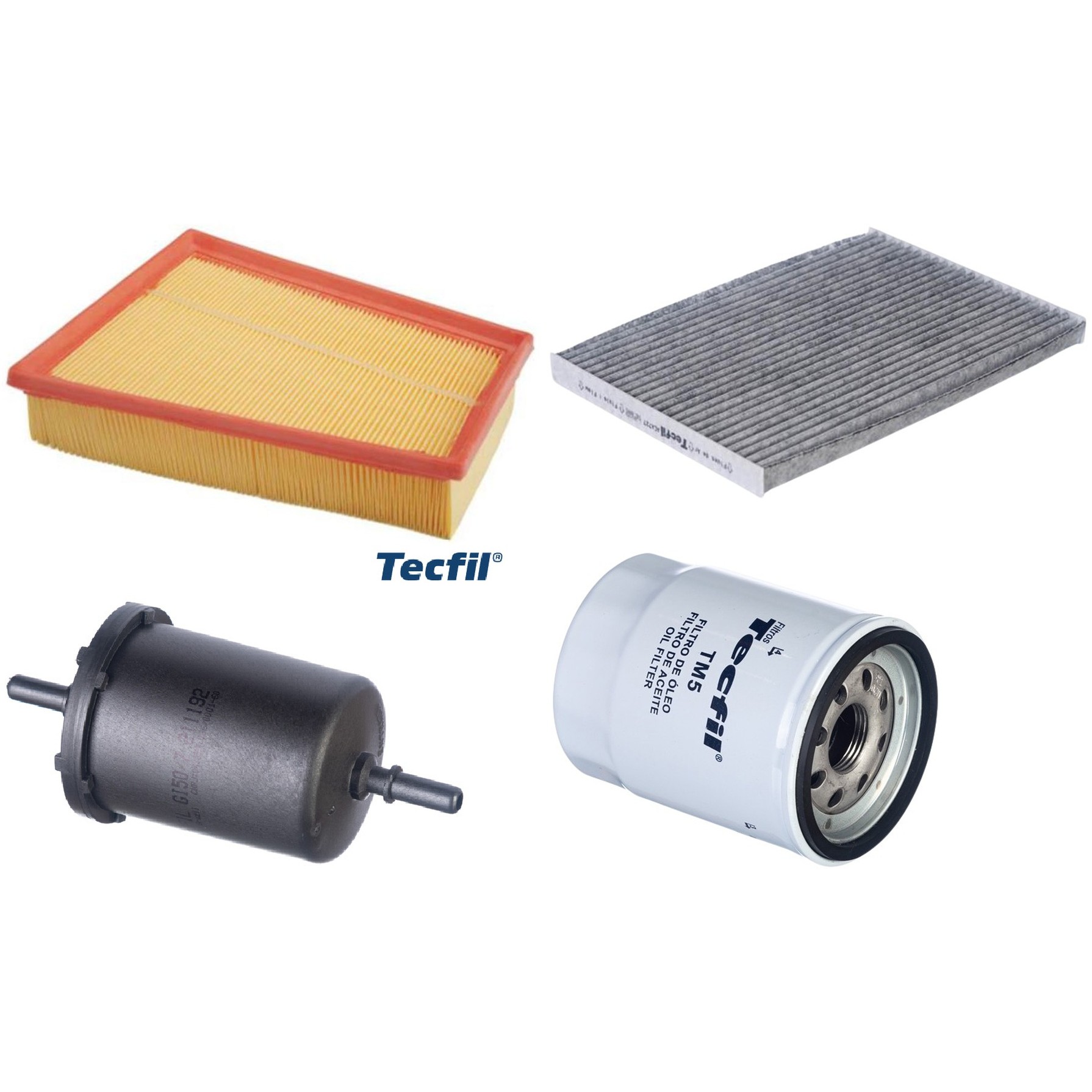 Kit Filtros de Ar do Motor, Óleo, Cabine e Combustível - Tecfil - ACA727 / ART5054 / GI50/7 / PSL55M-(TM5)