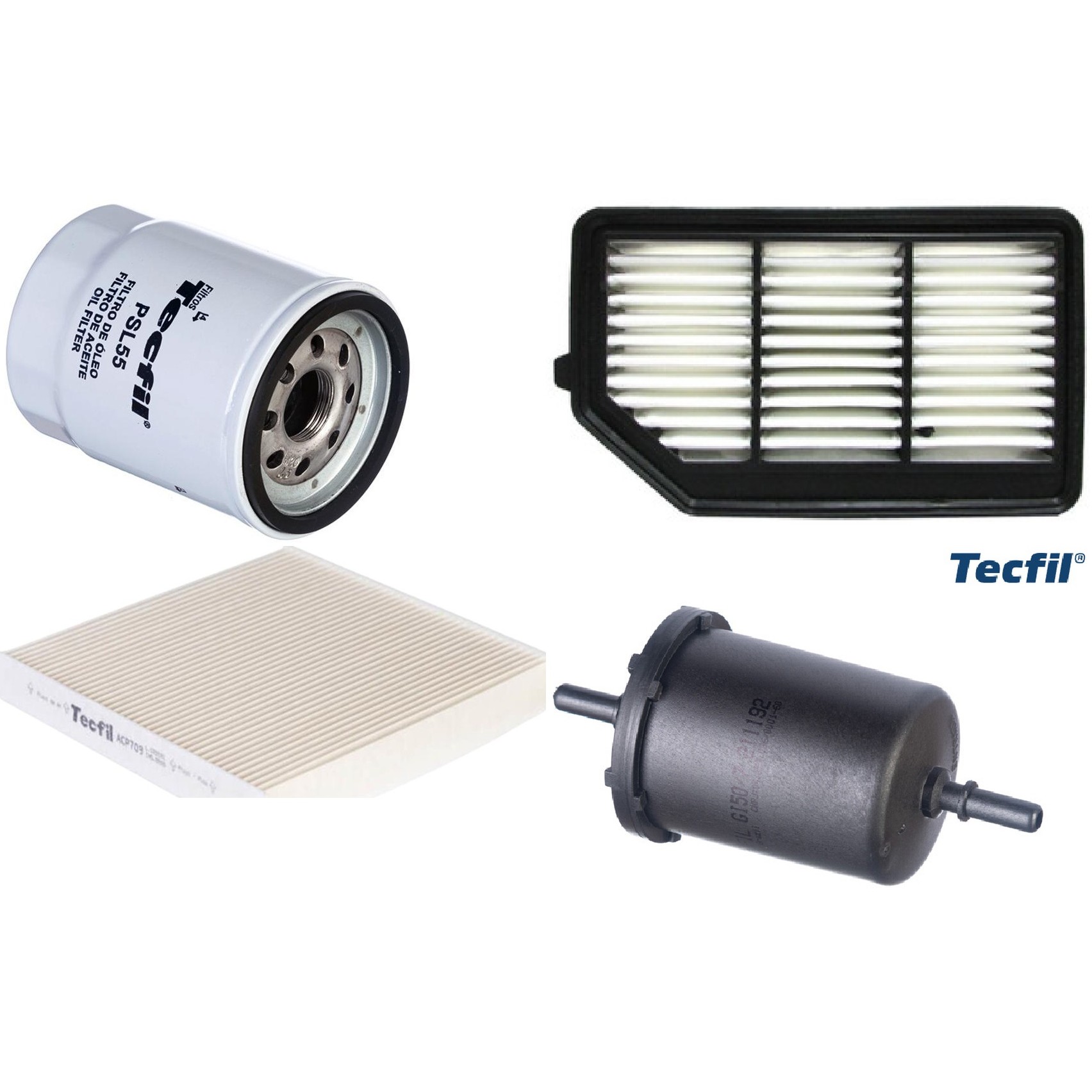 Kit Filtros de Ar do Motor, Óleo, Cabine e Combustível - Tecfil - ACP709 / ARL1038 / GI50/7 / PSL55