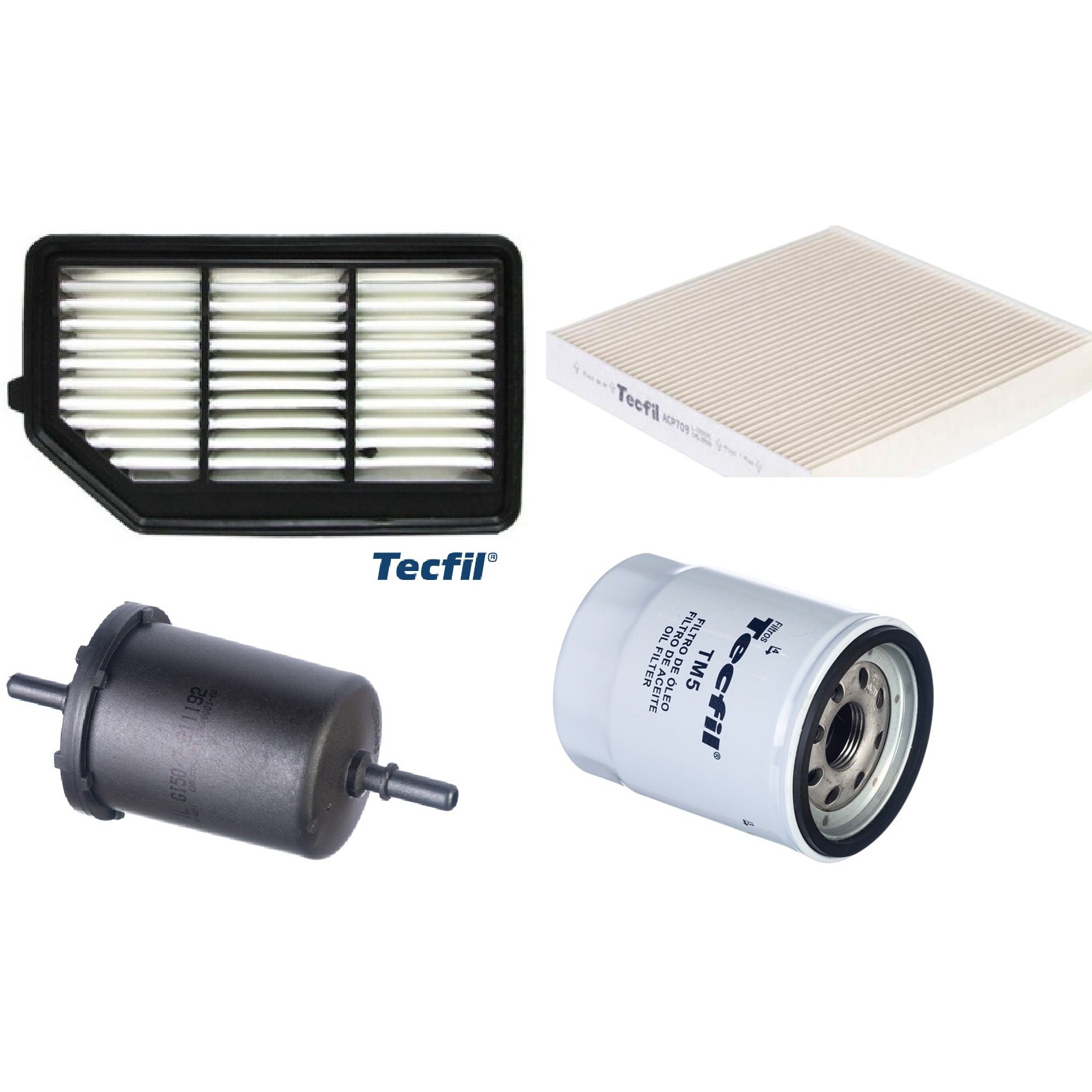 Kit Filtros de Ar do Motor, Óleo, Cabine e Combustível - Tecfil - ACP709 / ARL1038 / GI50/7 / PSL55M-(TM5)