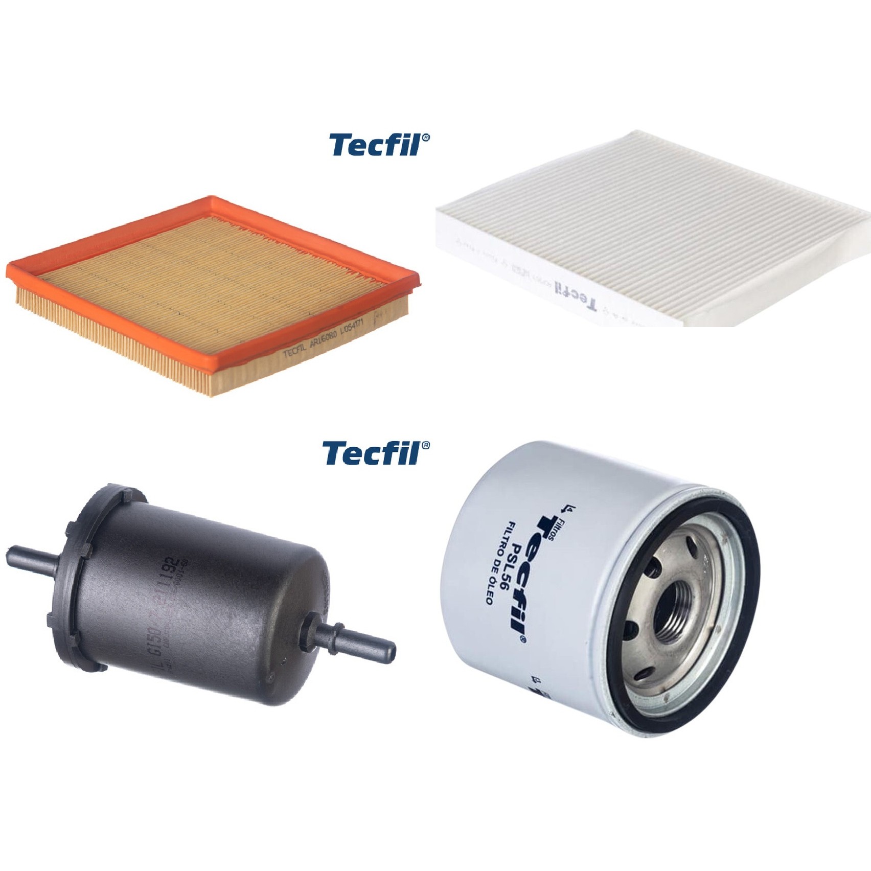 Kit Filtros de Ar do Motor, Óleo, Cabine e Combustível - Tecfil - ACP303 / ARL6080 / GI50/7 / PSL56