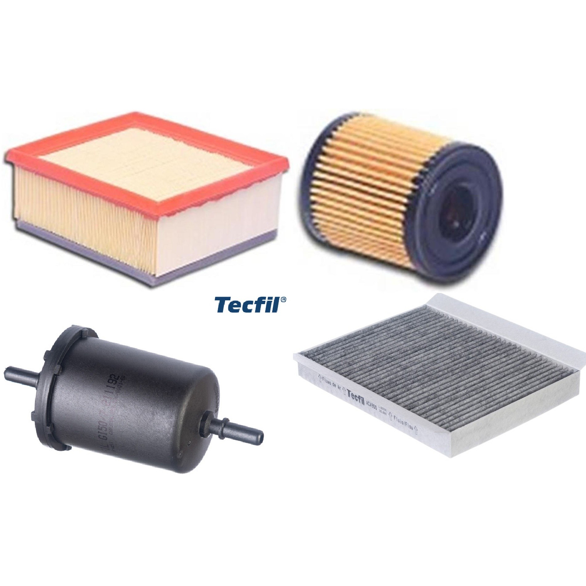 Kit Filtros de Ar do Motor, Óleo, Cabine e Combustível - Tecfil - ACA900 / ARL5050 / GI50/7 / PEL108