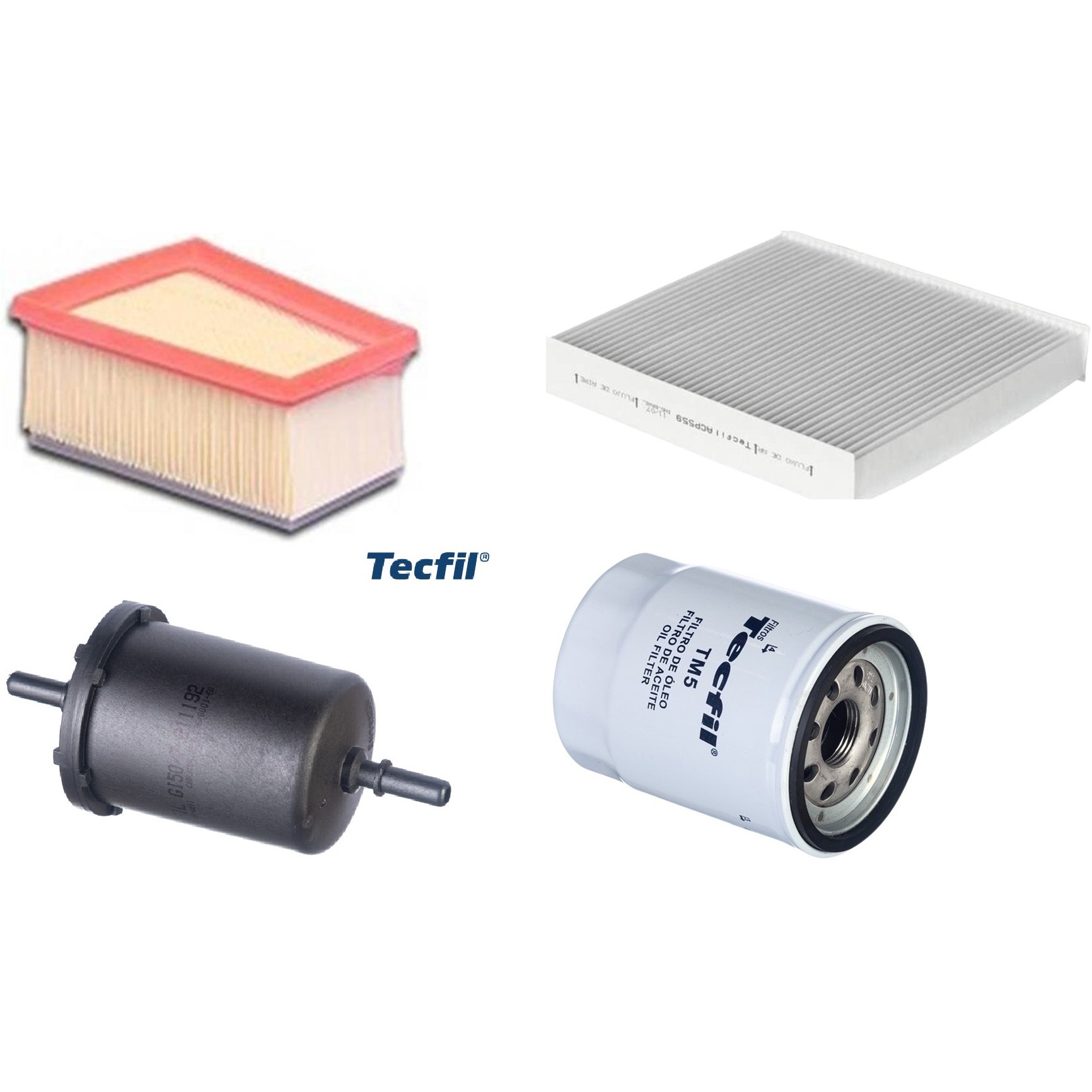 Kit Filtros de Ar do Motor, Óleo, Cabine e Combustível - Tecfil - ACP559 / ART5051 / GI50/7 / PSL55M-(TM5)