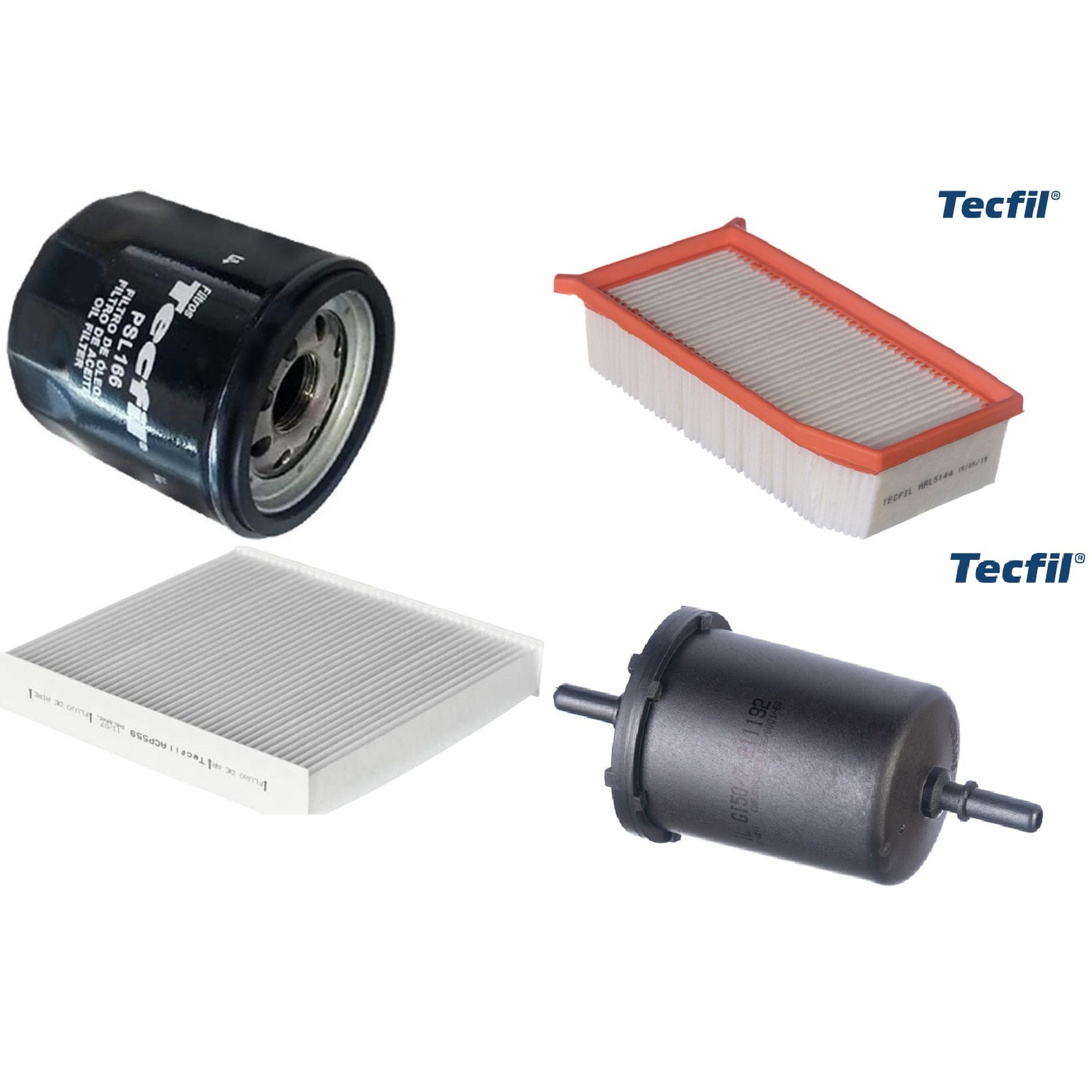 Kit Filtros de Ar do Motor, Óleo, Cabine e Combustível - Tecfil - ACP559 / ARL5144 / GI50/7 / PSL166