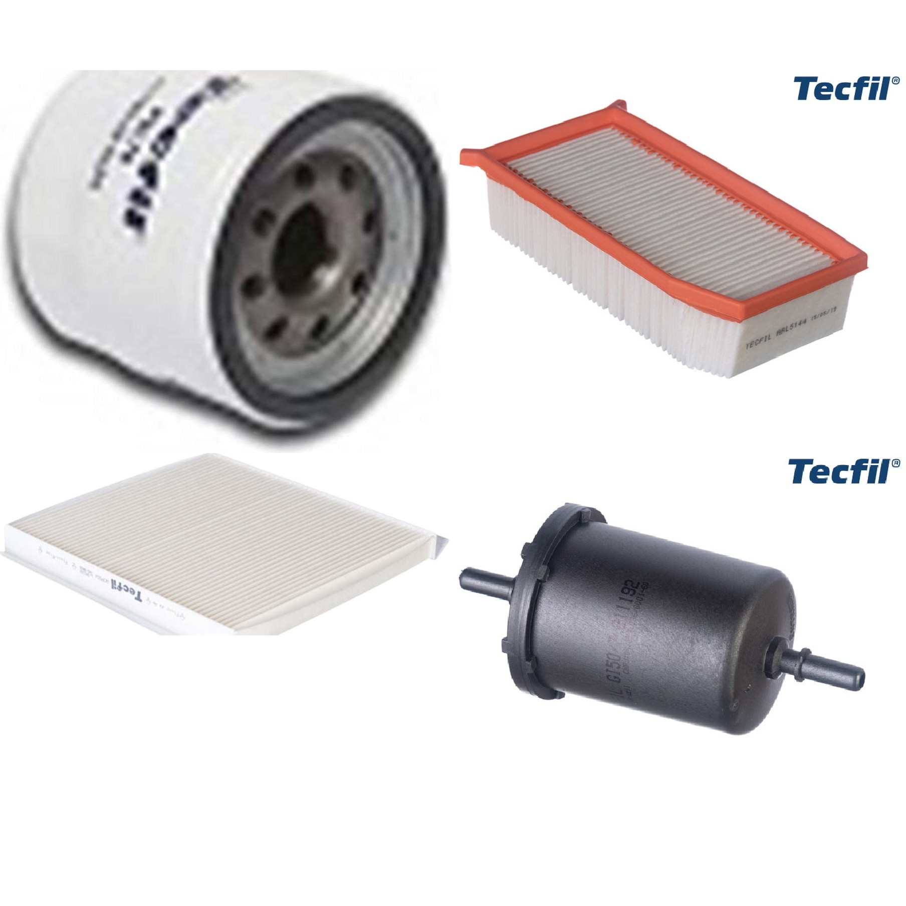 Kit Filtros de Ar do Motor, Óleo, Cabine e Combustível - Tecfil - ACP554 / ARL5144 / GI50/7 / PSL78