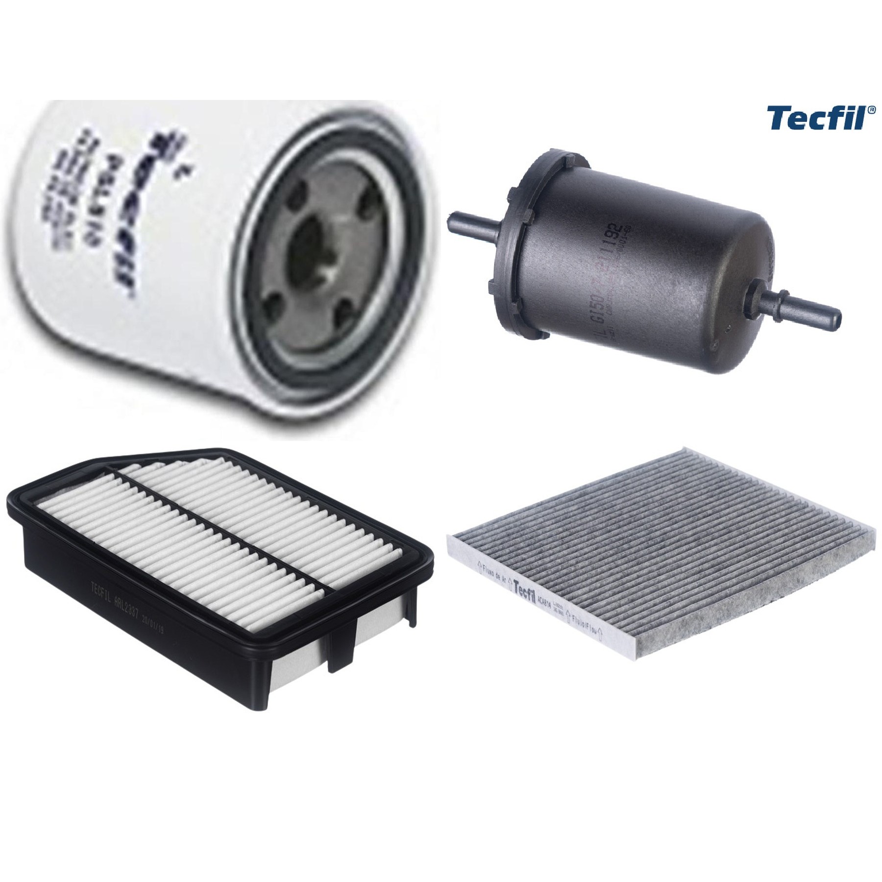 Kit Filtros de Ar do Motor, Óleo, Cabine e Combustível - Tecfil - ACA814 / ARL2337 / GI50/7 / PSL818