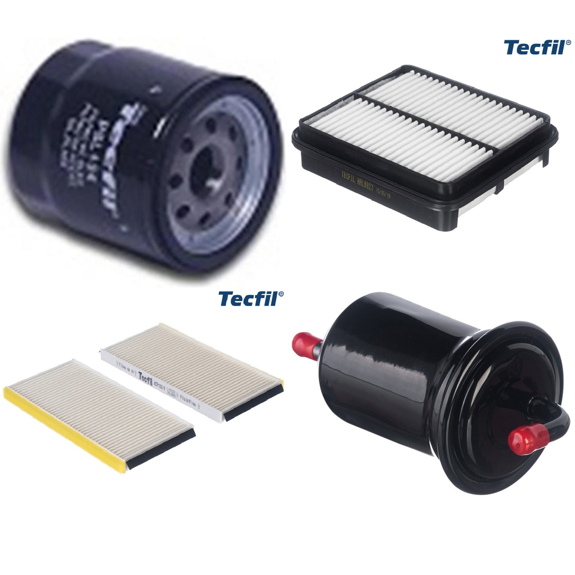 Kit Filtros de Ar do Motor, Óleo, Cabine e Combustível - Tecfil - ACP122/9 / ARL8827 / GI16 / PSL134