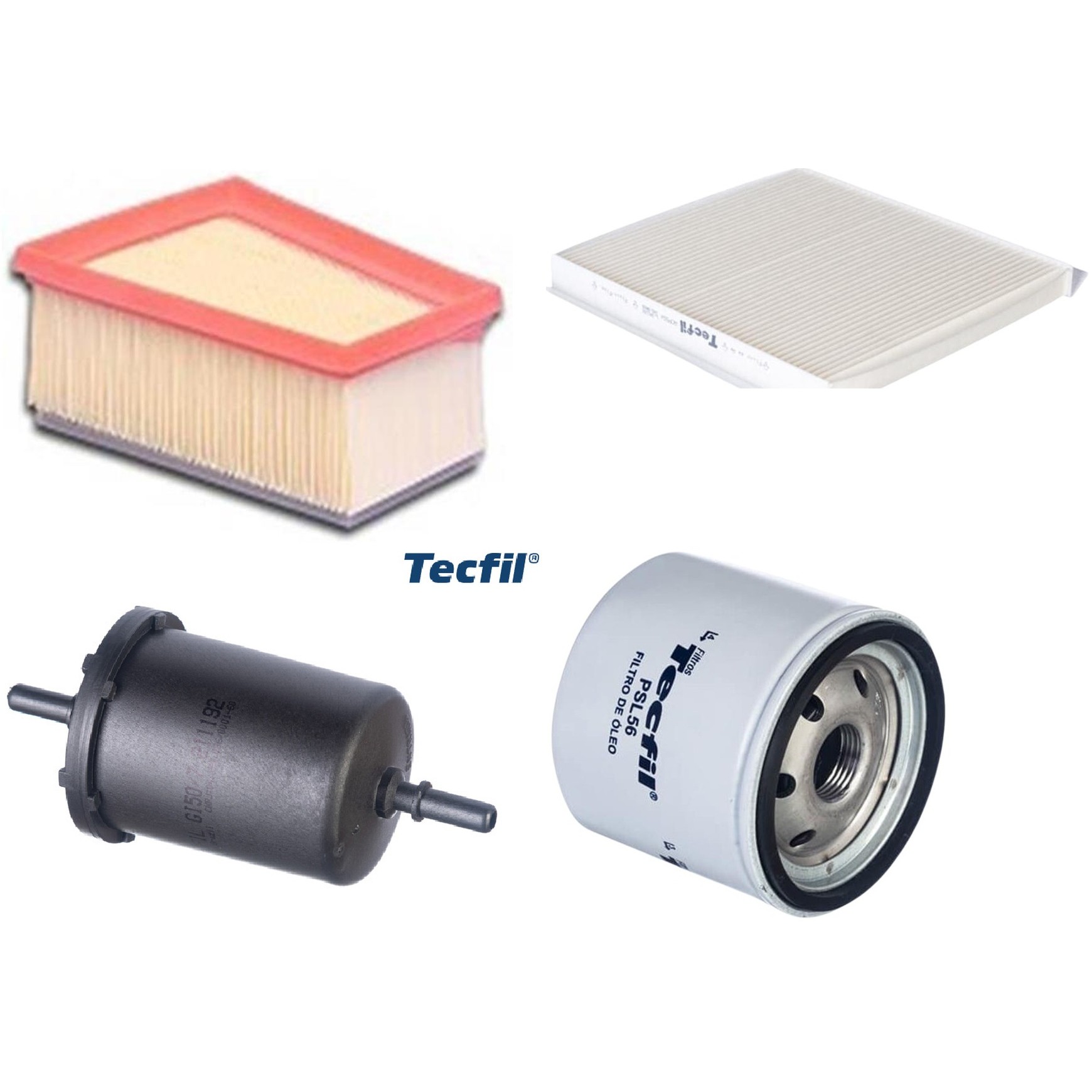 Kit Filtros de Ar do Motor, Óleo, Cabine e Combustível - Tecfil - ACP554 / ART5051 / GI50/7 / PSL56