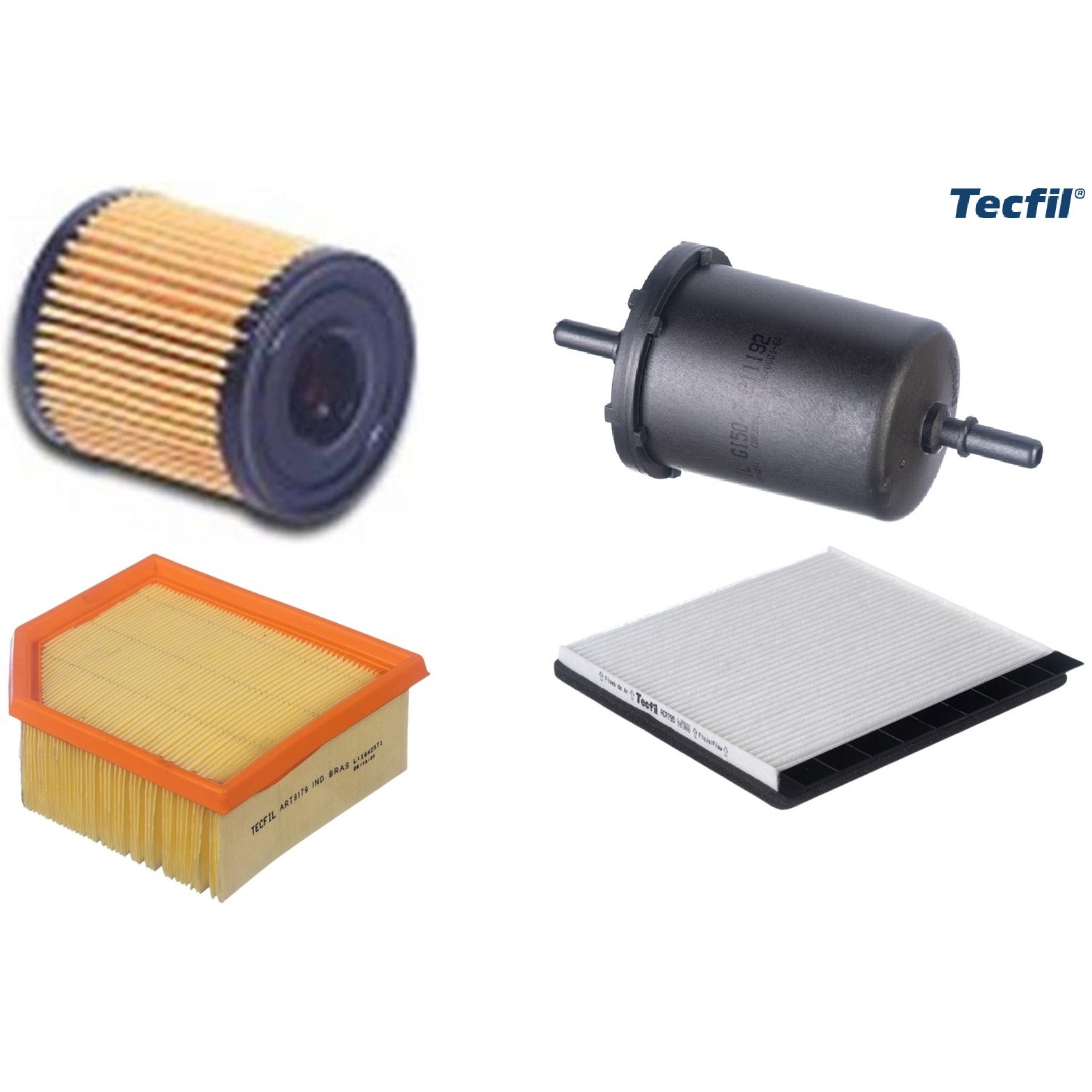 Kit Filtros de Ar do Motor, Óleo, Cabine e Combustível - Tecfil - ACP795 / ART8179 / GI50/7 / PEL108