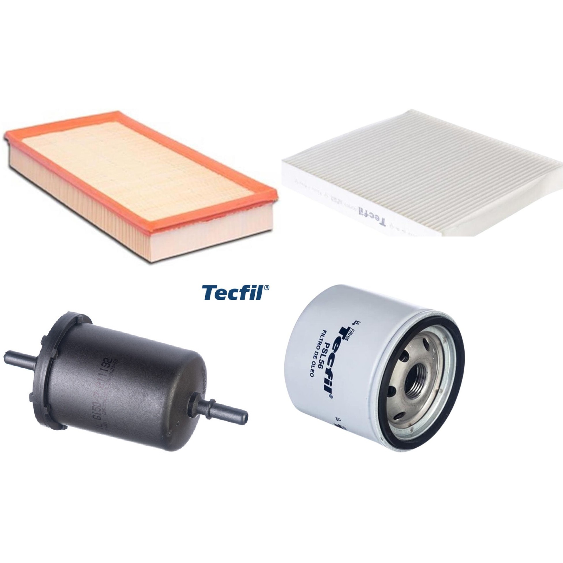Kit Filtros de Ar do Motor, Óleo, Cabine e Combustível - Tecfil - ACP303 / ARL6093 / GI50/7 / PSL56