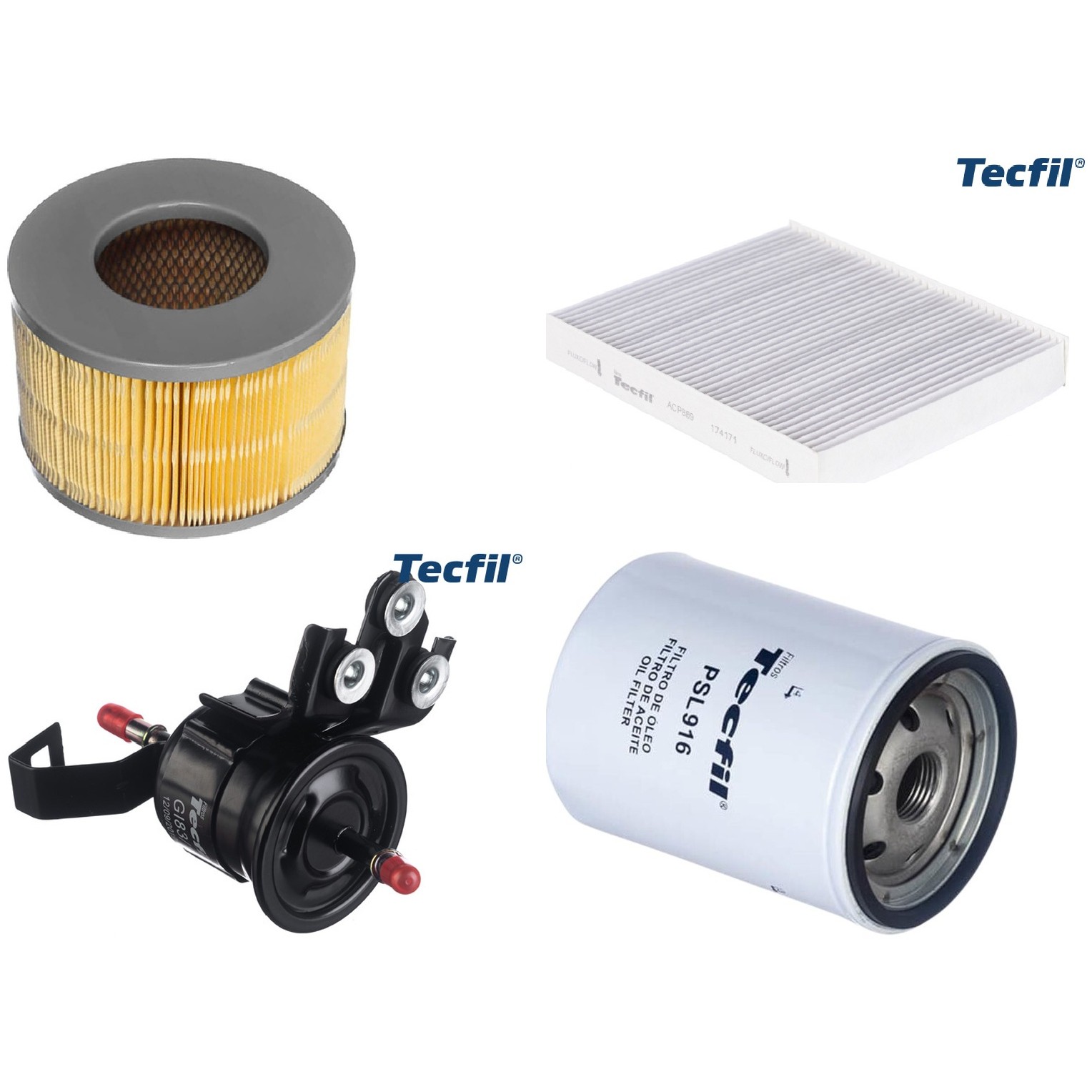Kit Filtros de Ar do Motor, Óleo, Cabine e Combustível - Tecfil - ACP889 / AP7060 / GI83/1 / PSL916