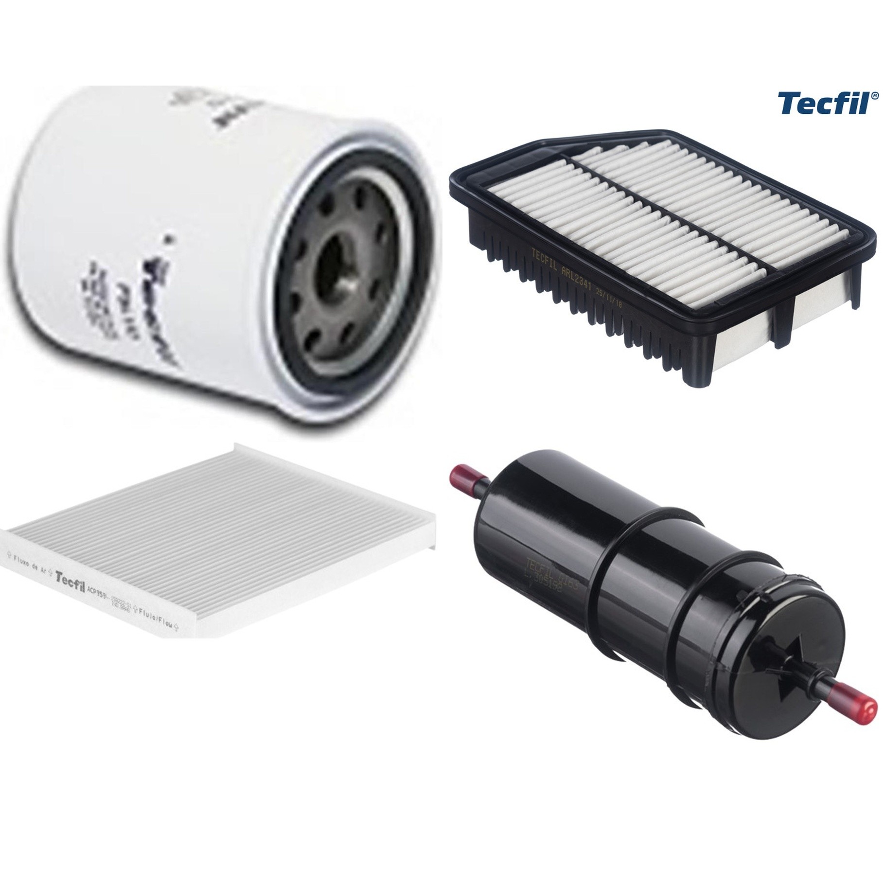 Kit Filtros de Ar do Motor, Óleo, Cabine e Combustível - Tecfil - ACP959 / ARL2341 / GI63 / PSL152
