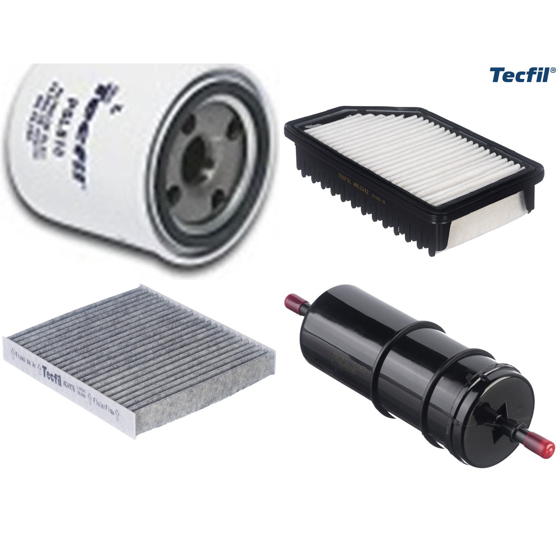 Kit Filtros de Ar do Motor, Óleo, Cabine e Combustível - Tecfil - ACA976 / ARL2342 / GI63 / PSL818