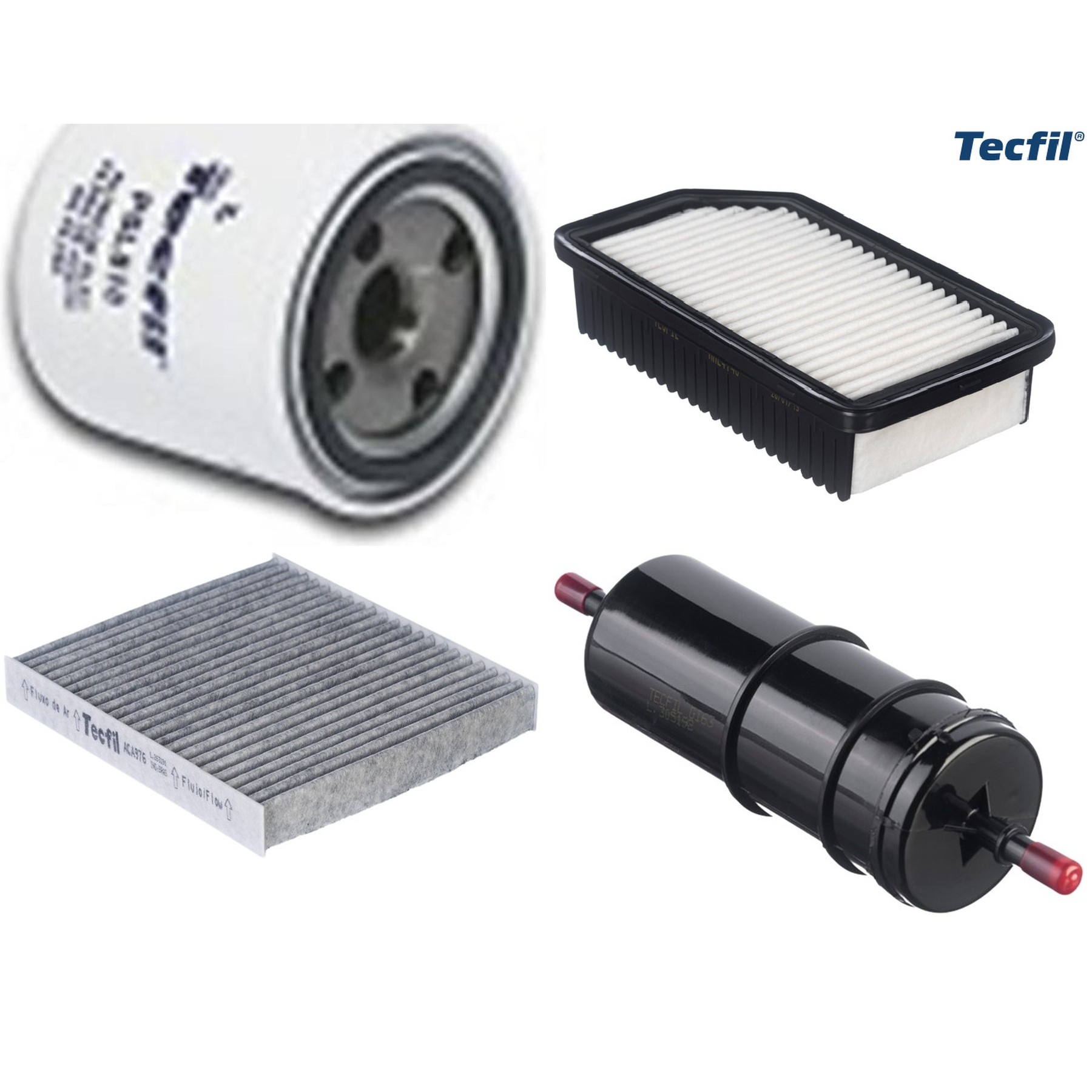 Kit Filtros de Ar do Motor, Óleo, Cabine e Combustível - Tecfil - ACA976 / ARL4148 / GI63 / PSL818