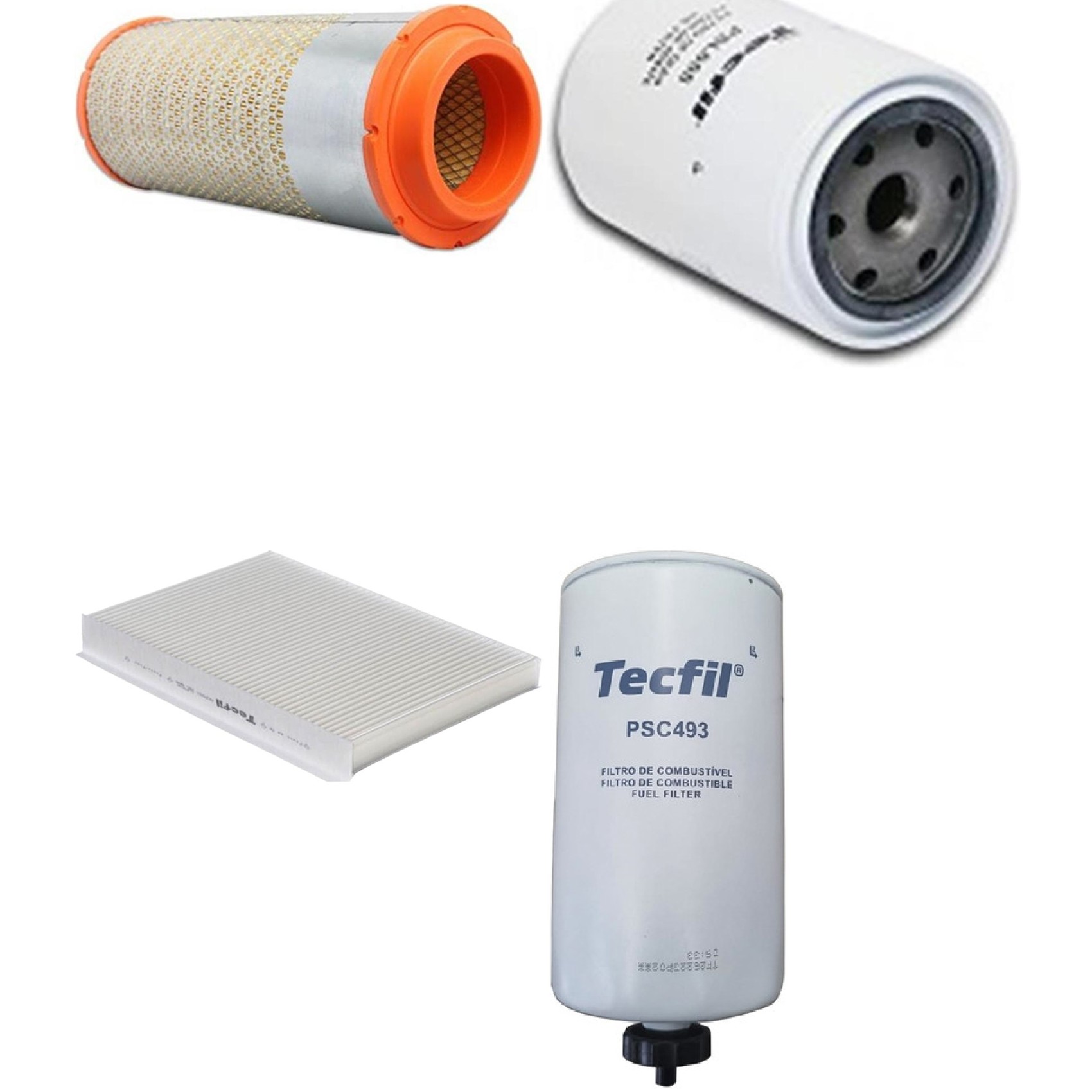 Kit Filtros de Ar do Motor, Óleo, Cabine e Combustível - Tecfil - ACP821 / ARS8236 / PSC493 / PSL655