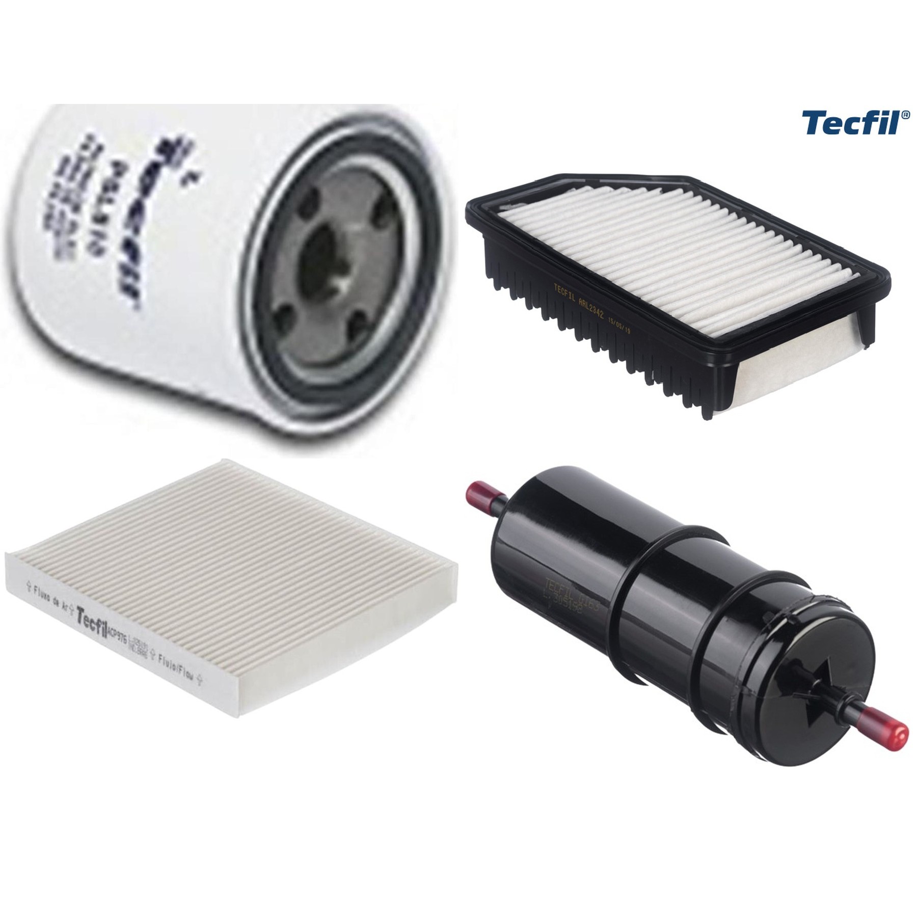Kit Filtros de Ar do Motor, Óleo, Cabine e Combustível - Tecfil - ACP976 / ARL2342 / GI63 / PSL818
