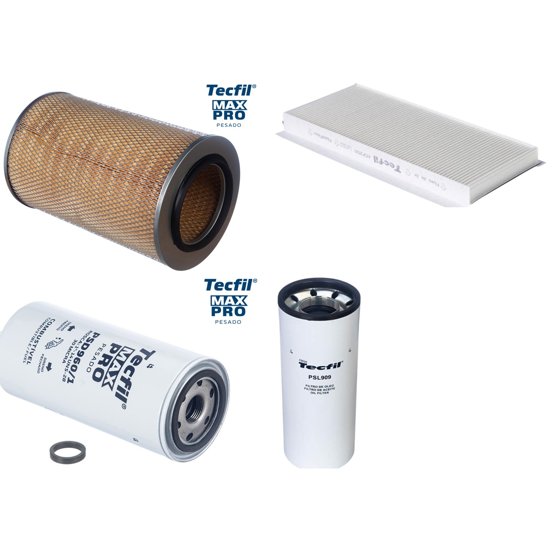 Kit Filtros de Ar do Motor, Óleo, Cabine e Combustível - Tecfil - ACP200 / AP5461 / PSD960/1 / PSL909
