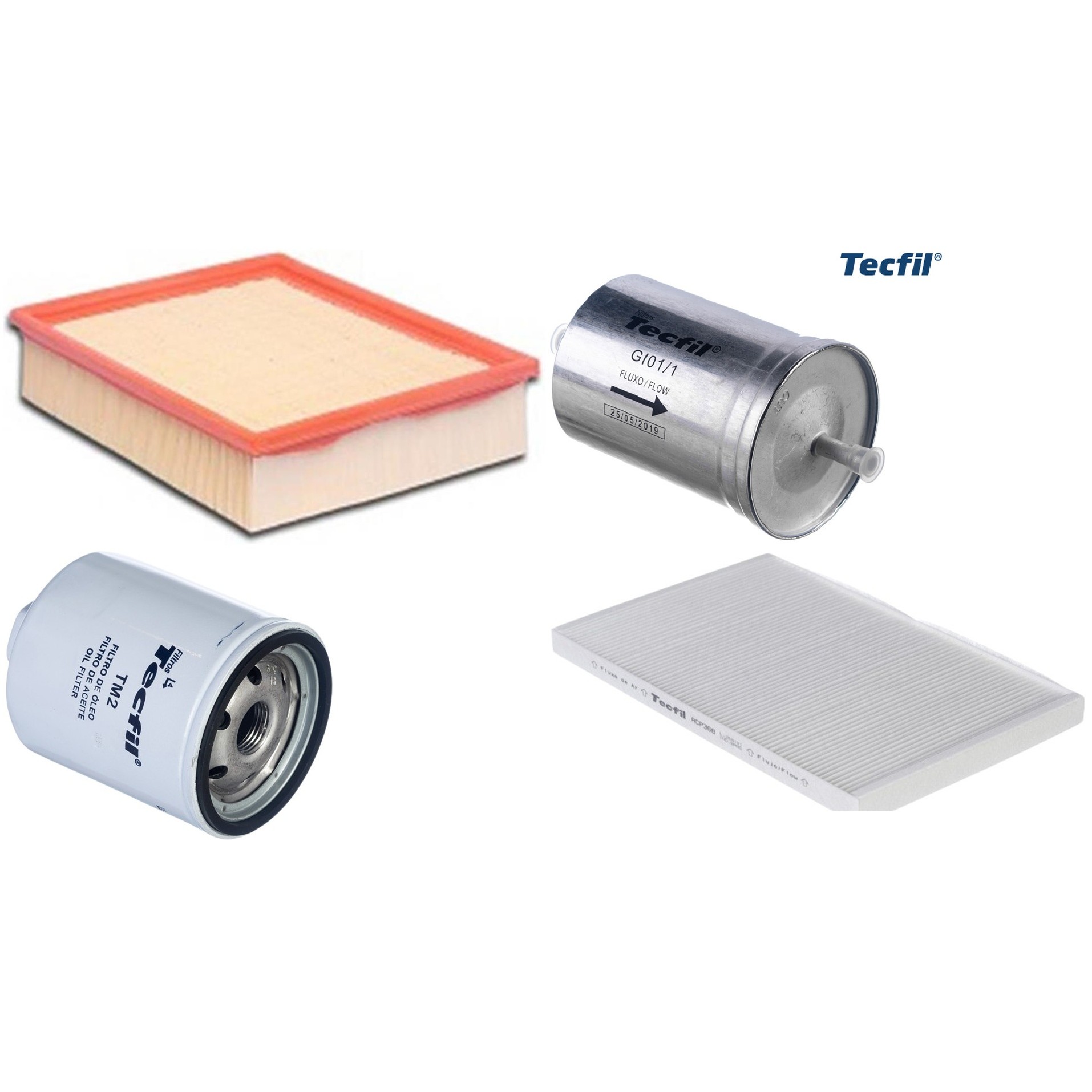 Kit Filtros de Ar do Motor, Óleo, Cabine e Combustível - Tecfil - ACP368 / ARL8837 / GI01/1 / PSL34MP-(TM2)
