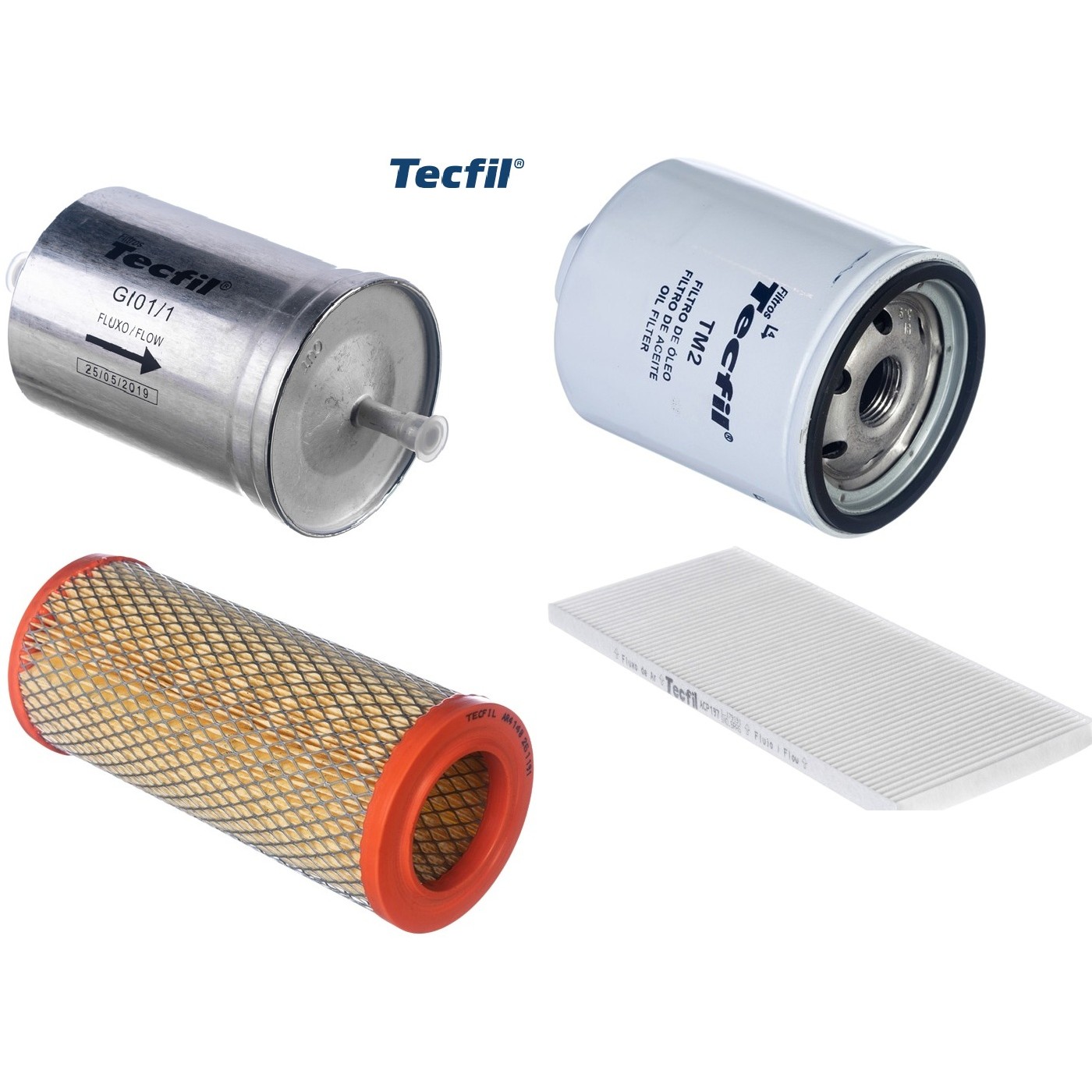 Kit Filtros de Ar do Motor, Óleo, Cabine e Combustível - Tecfil - ACP197 / AR4148 / GI01/1 / PSL34MP-(TM2)