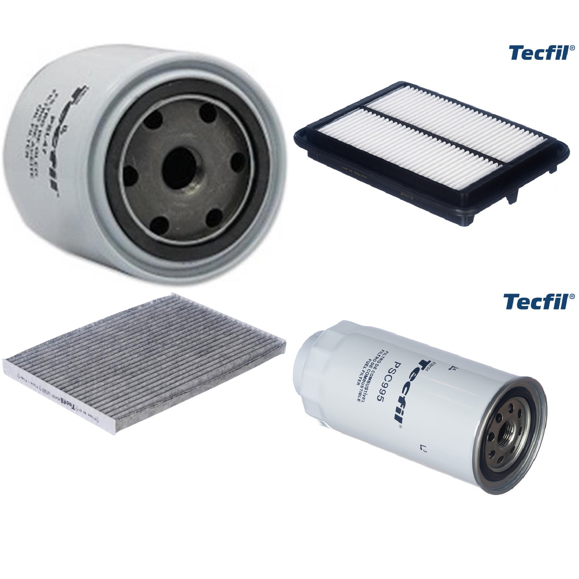 Kit Filtros de Ar do Motor, Óleo, Cabine e Combustível - Tecfil - ACA727 / ARL1657 / PSC995 / PSL47