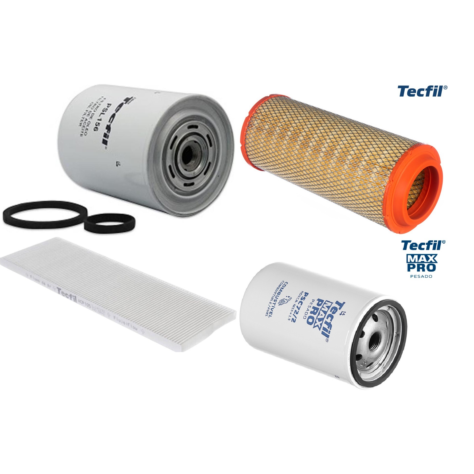 Kit Filtros de Ar do Motor, Óleo, Cabine e Combustível - Tecfil - ACP105 / ARS8234 / PSC72/2 / PSL156