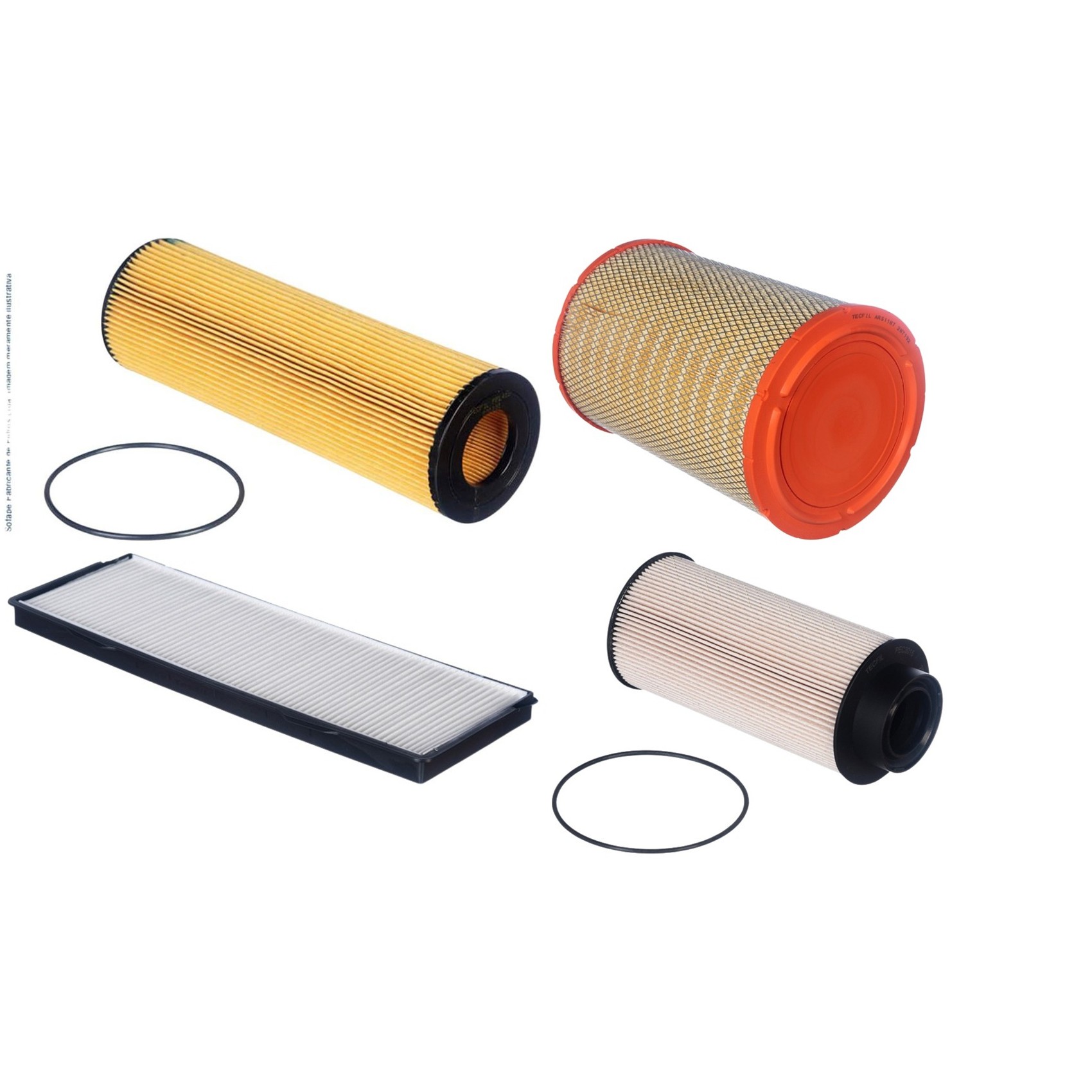Kit Filtros de Ar do Motor, Óleo, Cabine e Combustível - Tecfil - ACP177 / ARS1187 / PEC3015 / PEL415