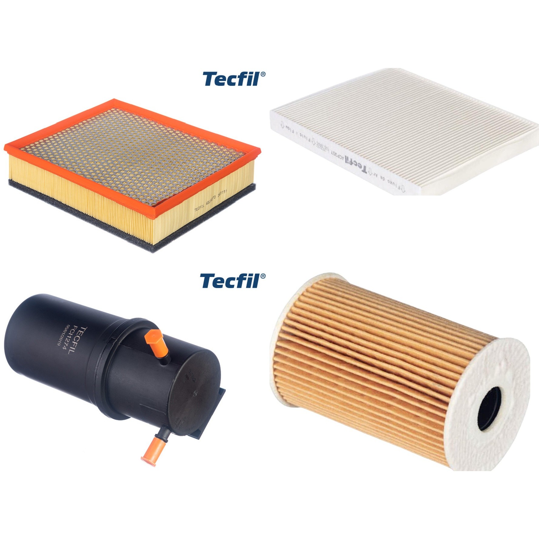 Kit Filtros de Ar do Motor, Óleo, Cabine e Combustível - Tecfil - ACP307 / ARL6070 / FCI1274 / PEL677
