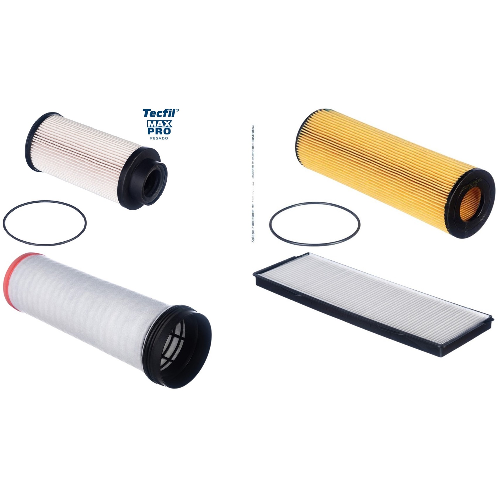 Kit Filtros de Ar do Motor, Óleo, Cabine e Combustível - Tecfil - ACP177 / ASR943 / PEC3024 / PEL415