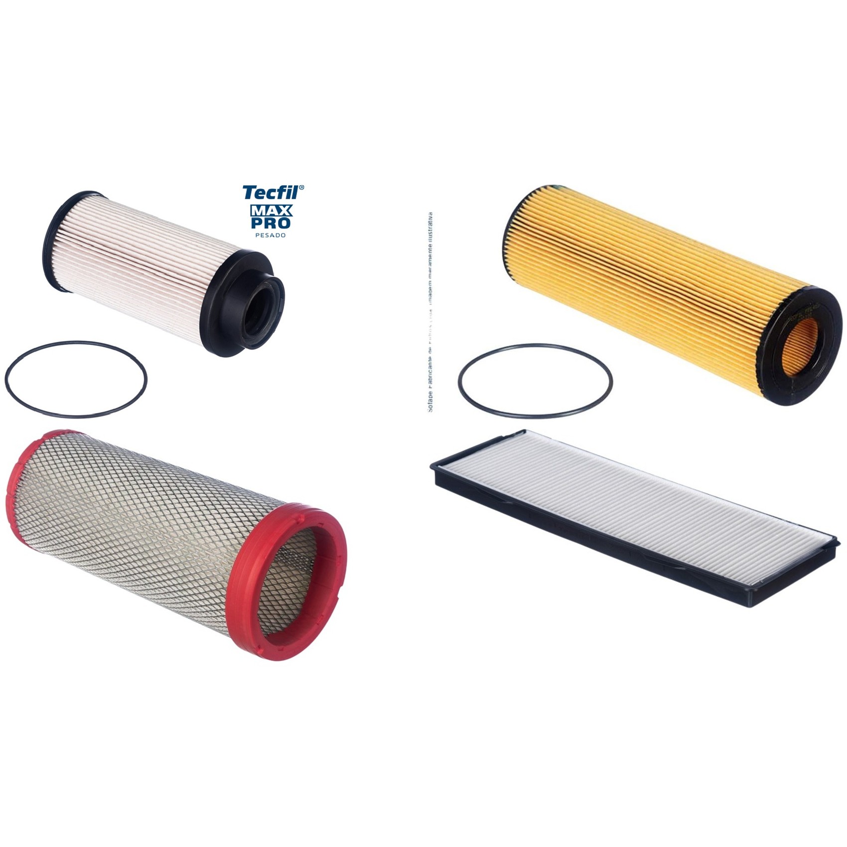 Kit Filtros de Ar do Motor, Óleo, Cabine e Combustível - Tecfil - ACP177 / ASR181 / PEC3024 / PEL415