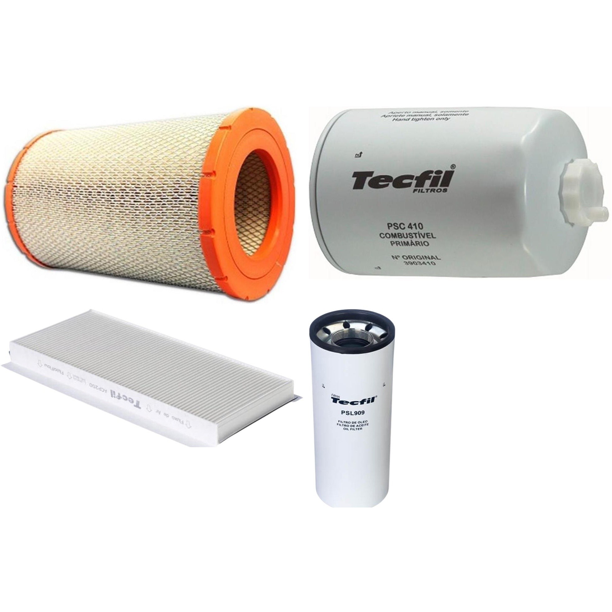 Kit Filtros de Ar do Motor, Óleo, Cabine e Combustível - Tecfil - ACP200 / ARS9839 / PSC410 / PSL909