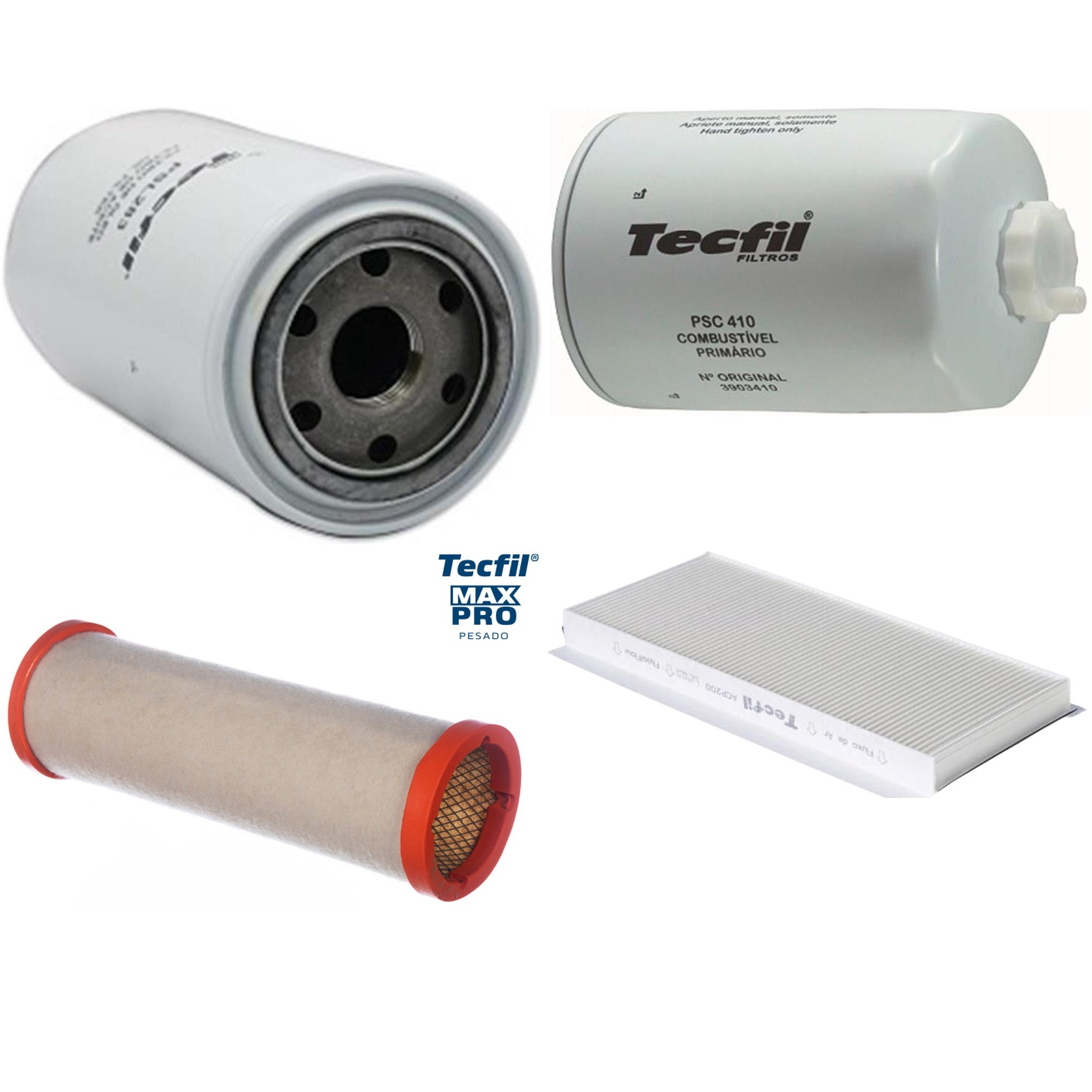 Kit Filtros de Ar do Motor, Óleo, Cabine e Combustível - Tecfil - ACP200 / ASR839 / PSC410 / PSL283