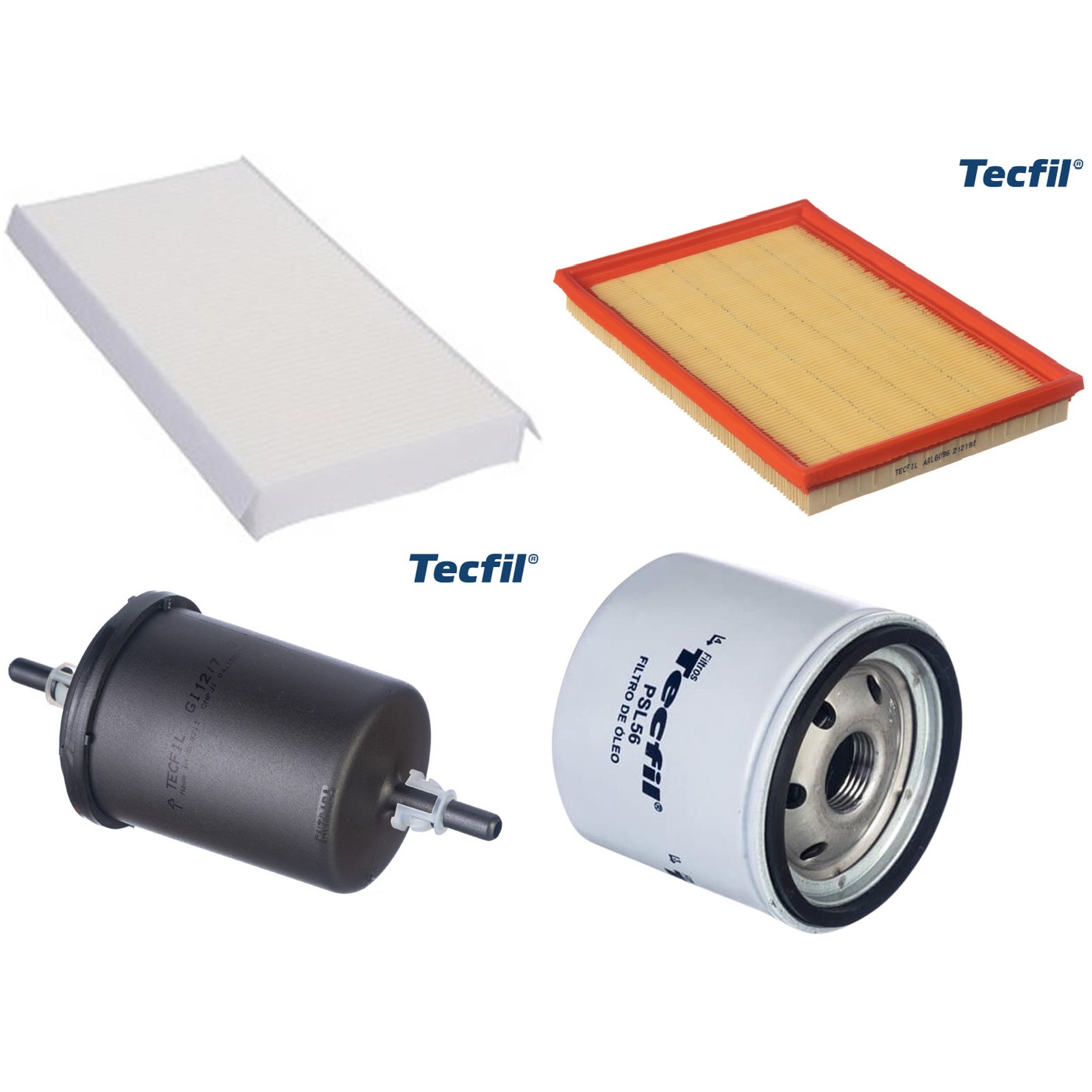 Kit Filtros de Ar do Motor, Óleo, Cabine e Combustível - Tecfil - ACP305 / ARL6096 / GI12/7 / PSL56