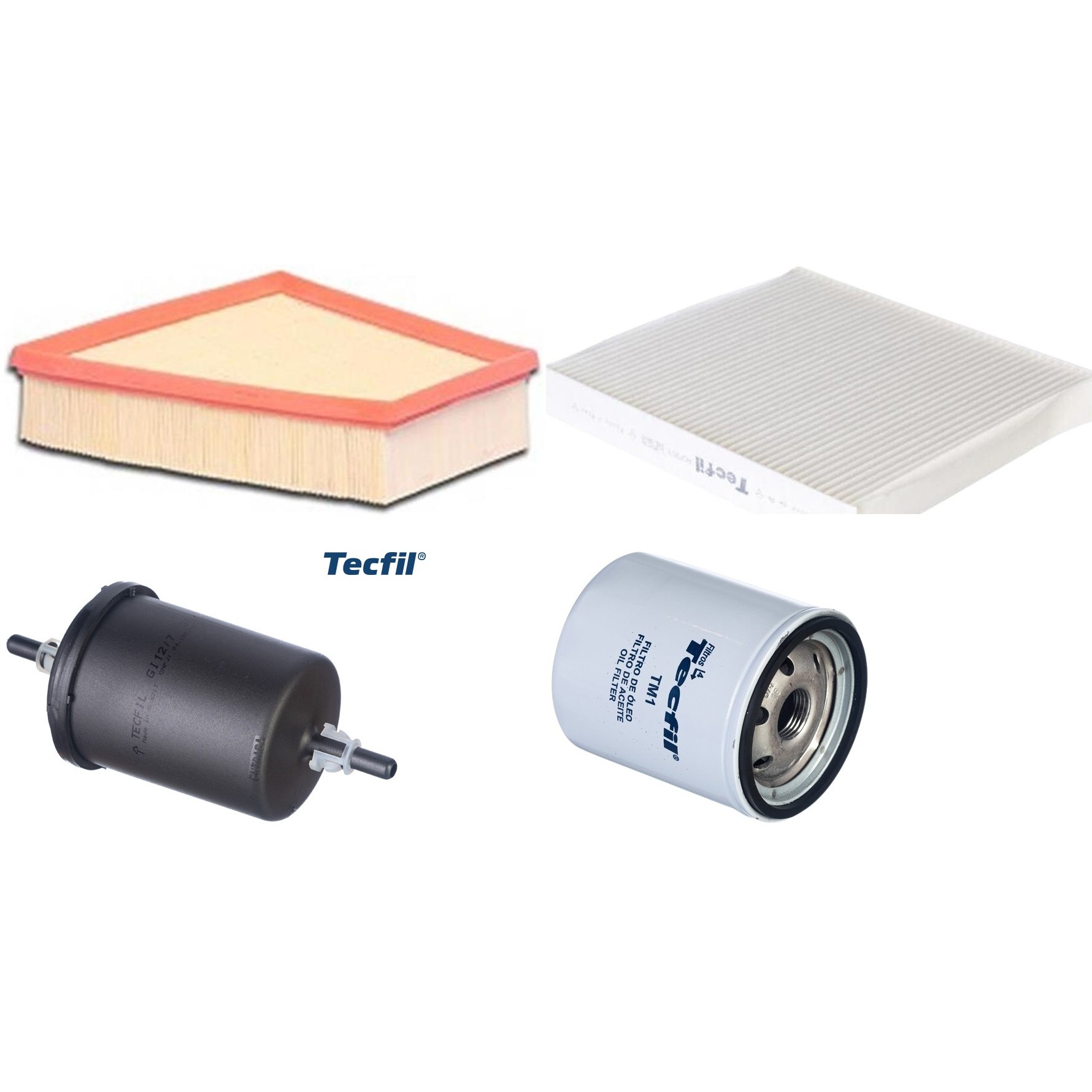 Kit Filtros de Ar do Motor, Óleo, Cabine e Combustível - Tecfil - ACP303 / ART6098 / GI12/7 / PSL34M-(TM1)