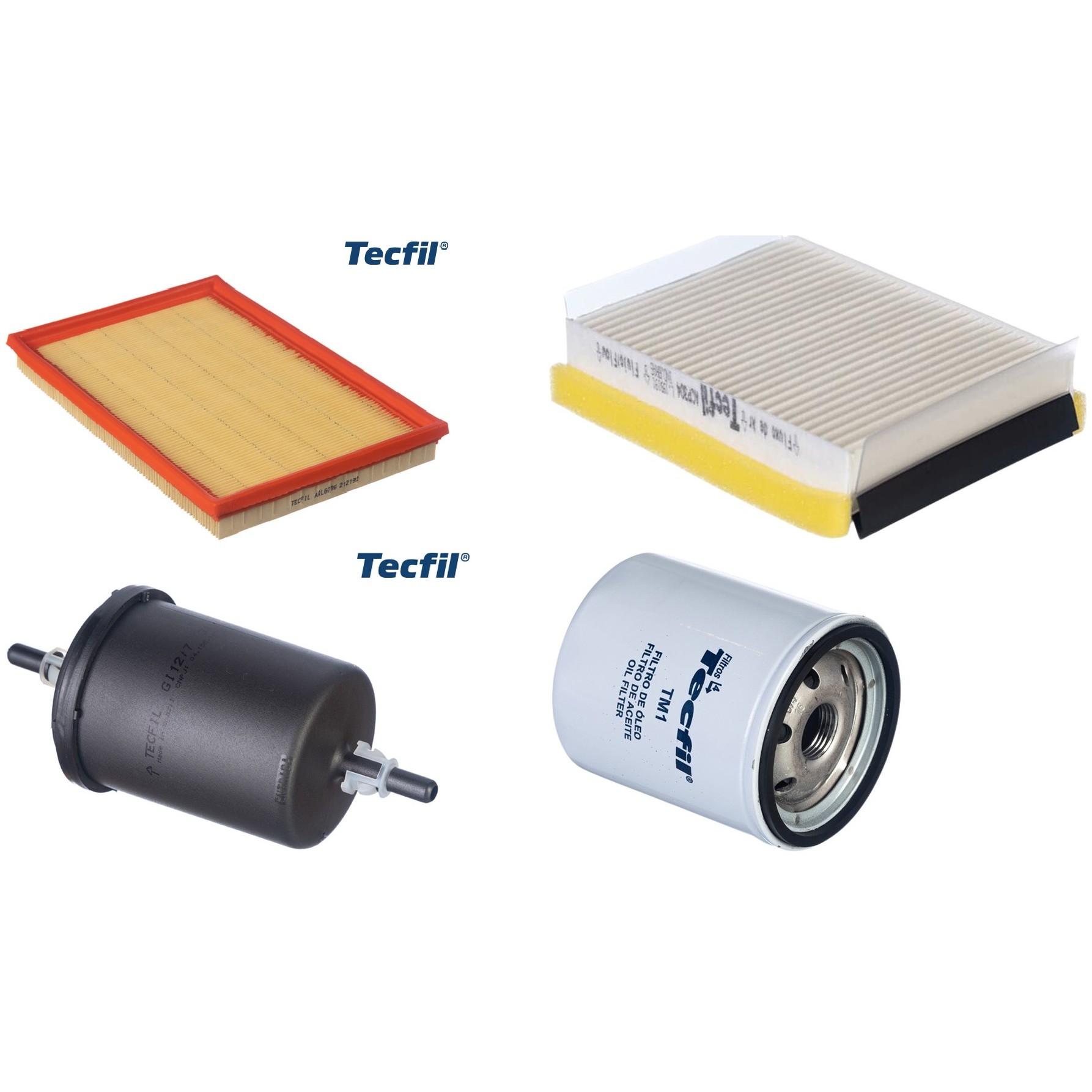 Kit Filtros de Ar do Motor, Óleo, Cabine e Combustível - Tecfil - ACP304 / ARL6096 / GI12/7 / PSL34M-(TM1)