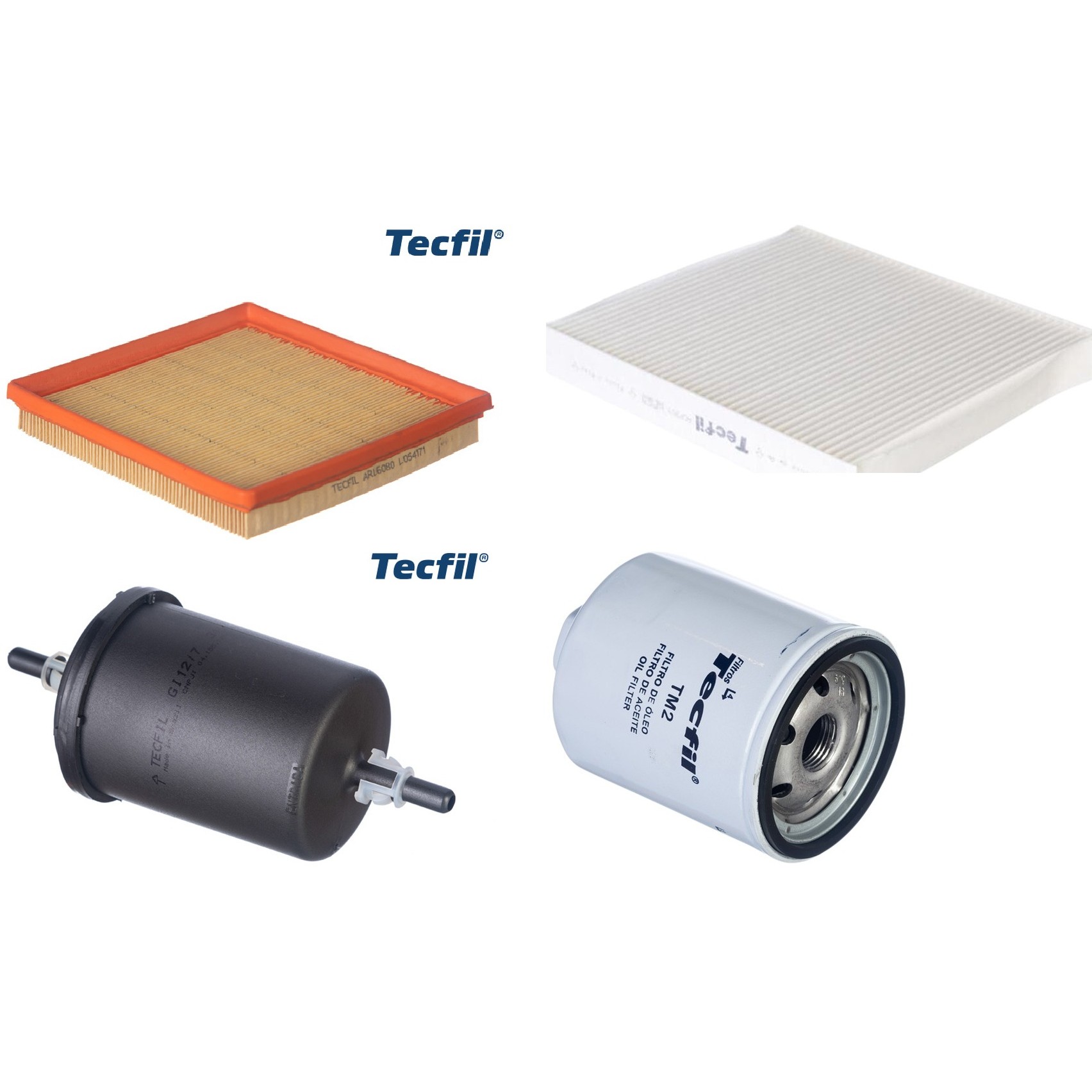 Kit Filtros de Ar do Motor, Óleo, Cabine e Combustível - Tecfil - ACP303 / ARL6080 / GI12/7 / PSL34MP-(TM2)