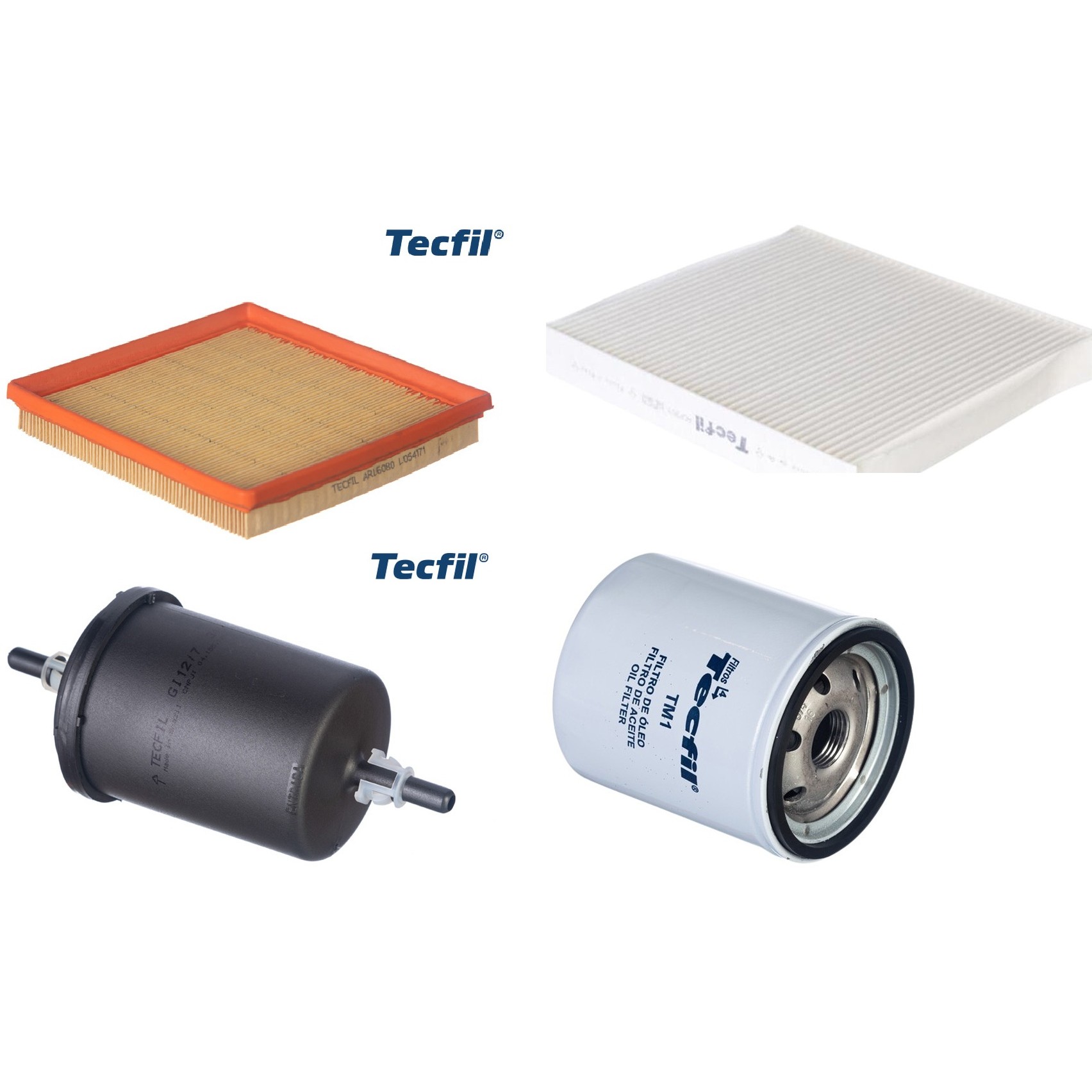 Kit Filtros de Ar do Motor, Óleo, Cabine e Combustível - Tecfil - ACP303 / ARL6080 / GI12/7 / PSL34M-(TM1)